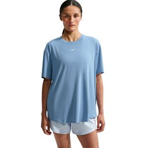 Nike Women's One Dri-FIT Short Sleeve Open Back Top - Blue/White - BLUE/WHITE