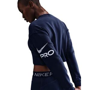Nike Women's Pro Dri-FIT Loose Crew-Neck French Terry Sweatshirt -Navy