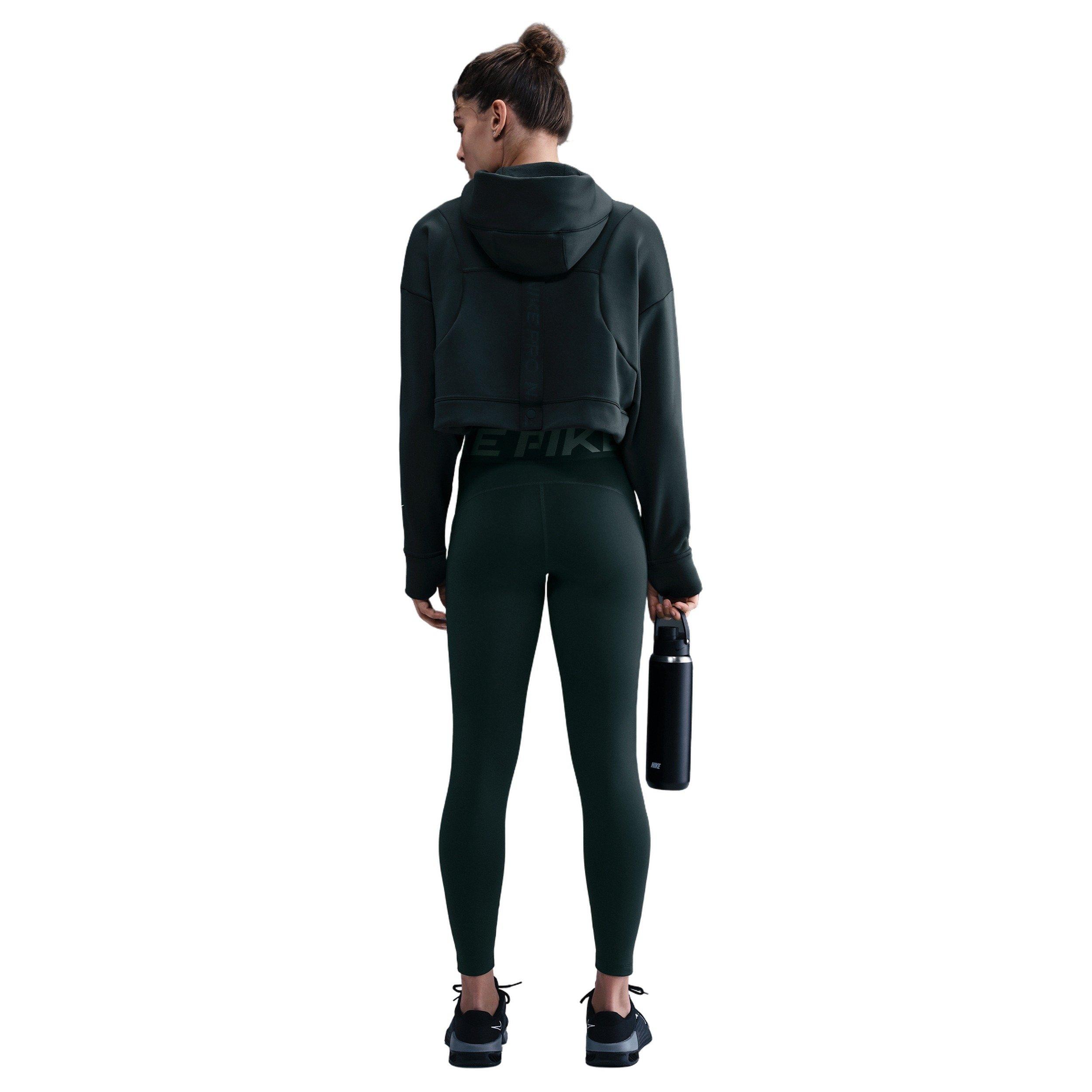 Nike Women's Pro Therma-FIT Fleece Hoodie - Seaweed Green - SEAWEED GREEN Thumbnail View 5