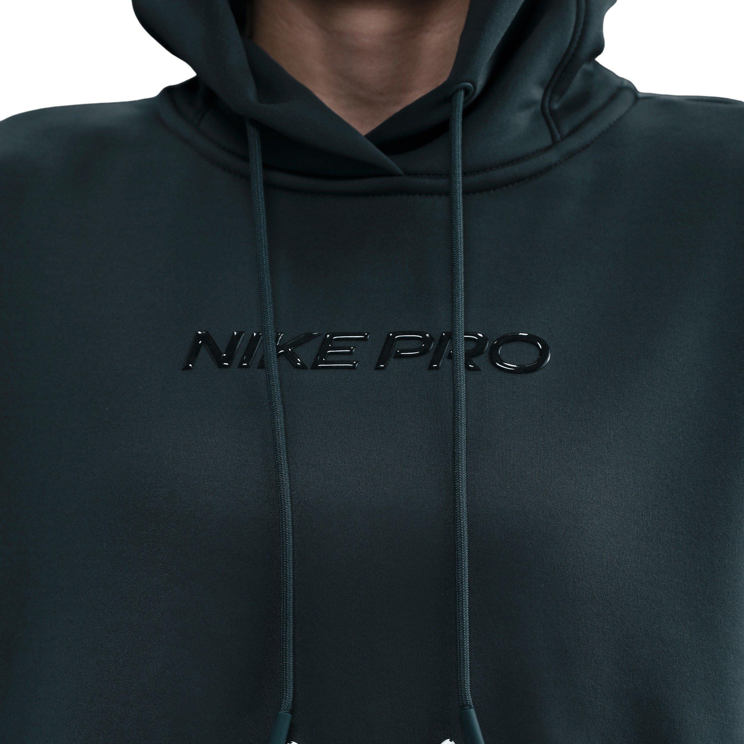 Nike Women's Pro Therma-FIT Fleece Hoodie -Seaweed Green - SEAWEED GREEN Thumbnail View 6