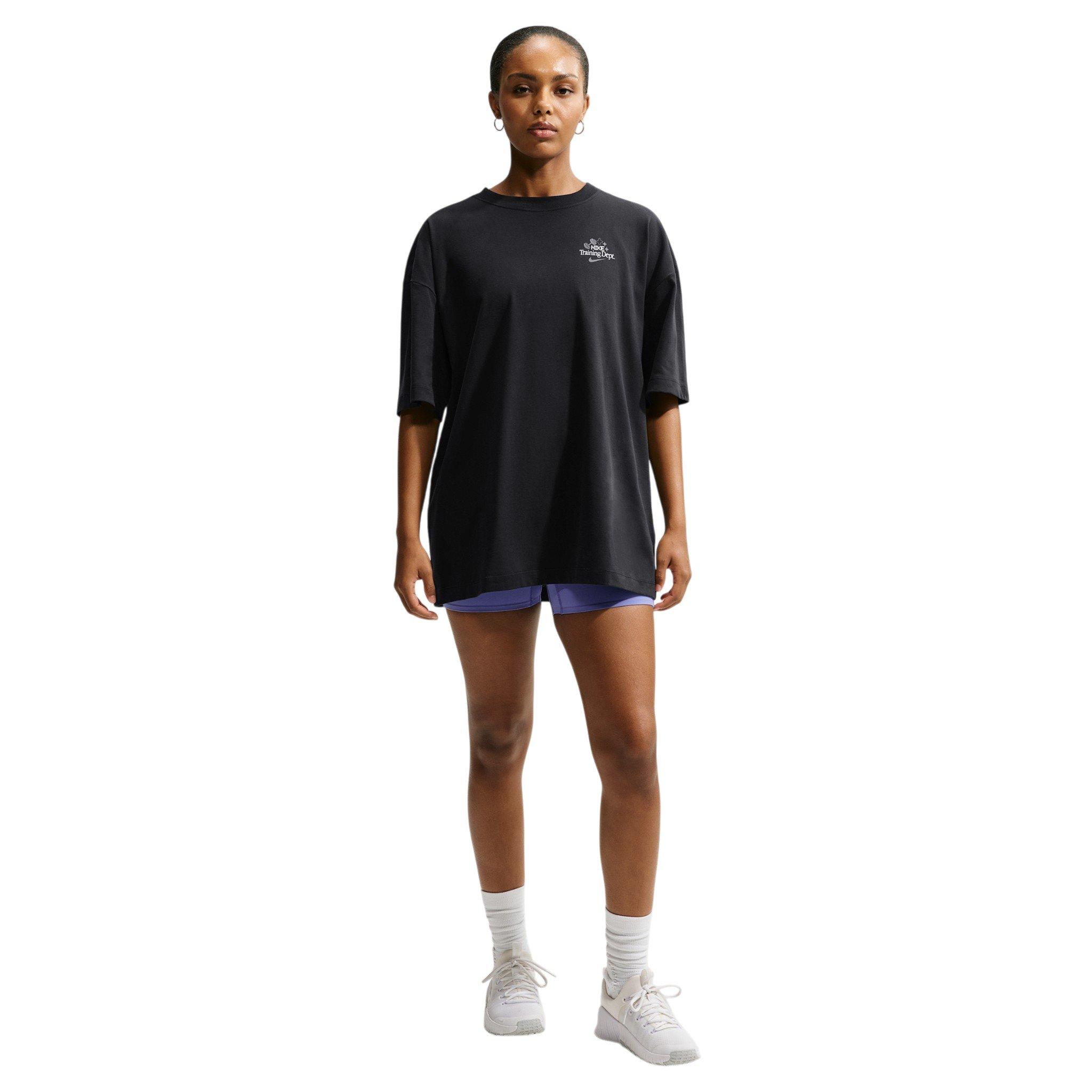 Nike Women's Pumped Dri-FIT Oversized T-Shirt - Black - BLACK Thumbnail View 4