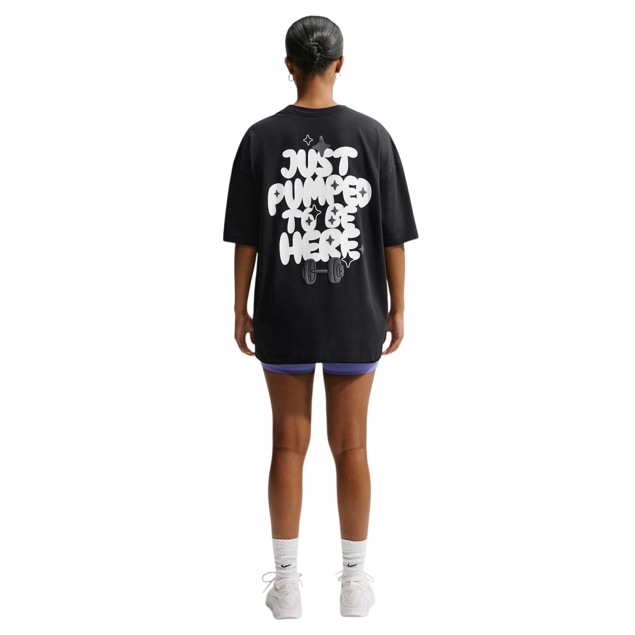 Nike Women's Pumped Dri-FIT Oversized T-Shirt - Black - BLACK Thumbnail View 5