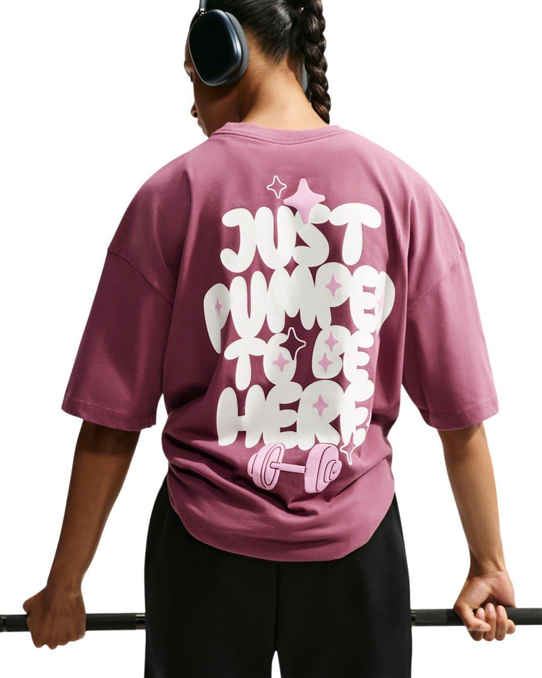 Nike Women's Pumped Dri-FIT Oversized T-Shirt - Pink - PINK Thumbnail View 2