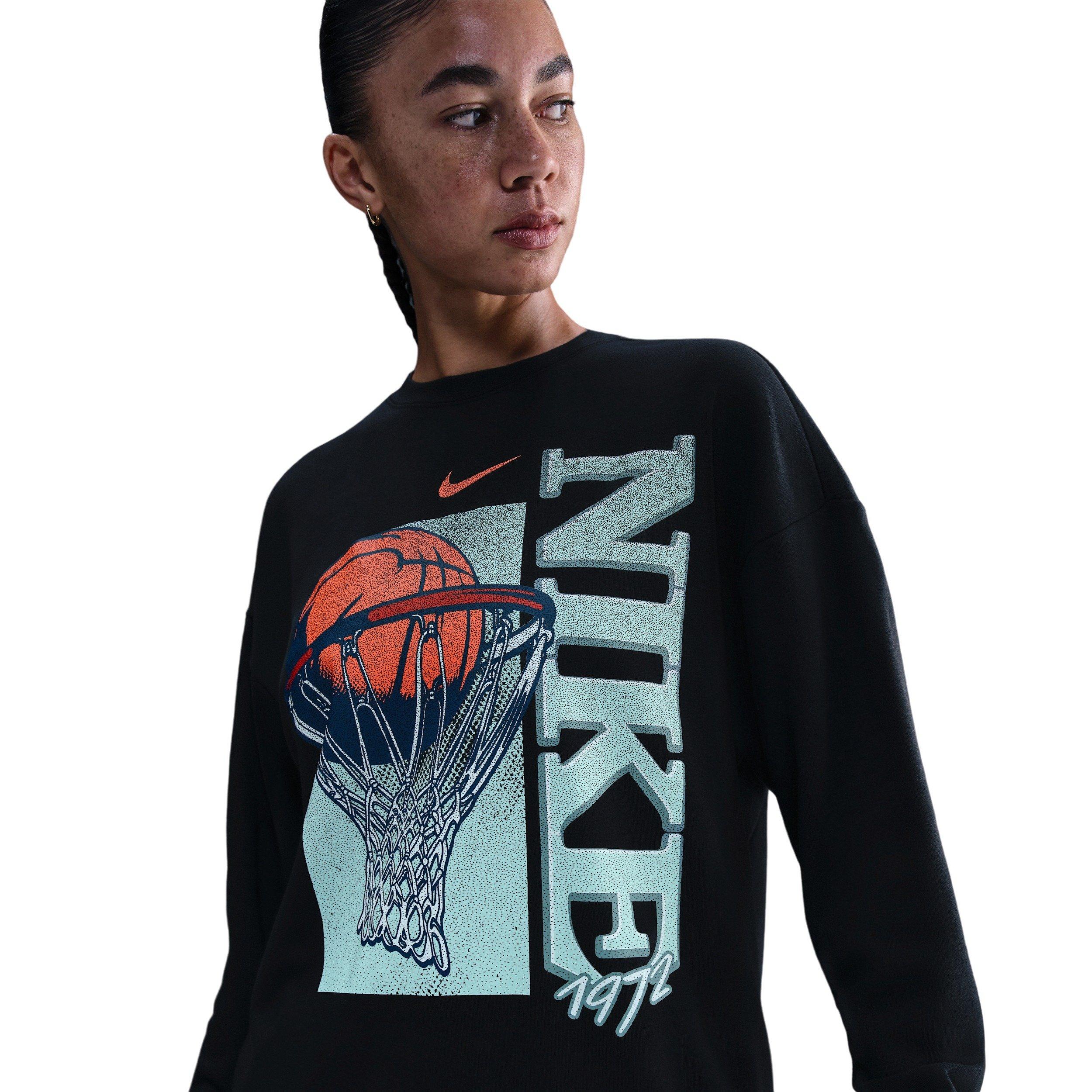 Nike Women's Club Fleece Loose Crew -Black - BLACK Thumbnail View 1