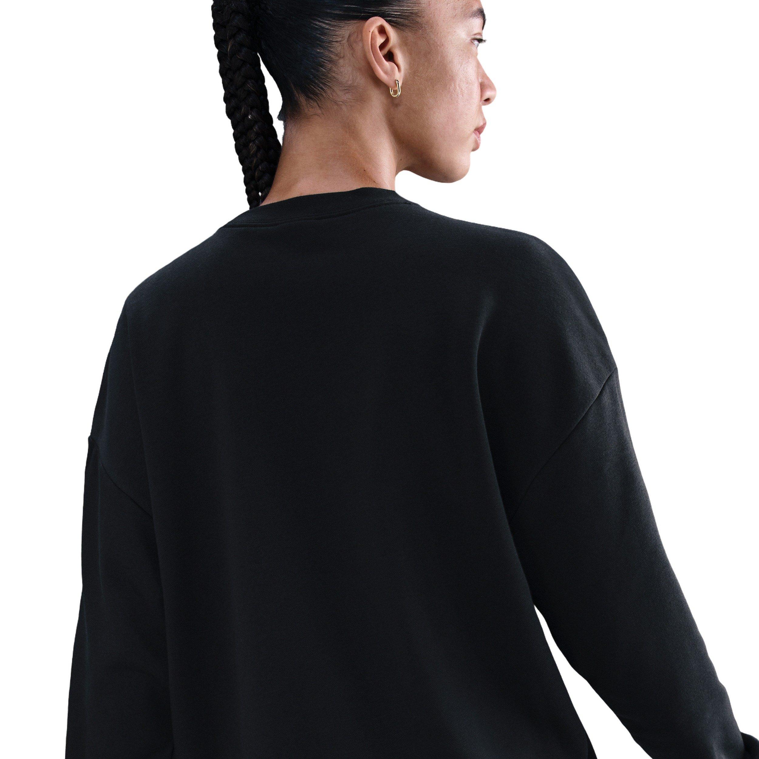 Nike Women's Club Fleece Loose Crew - Black - BLACK Thumbnail View 2
