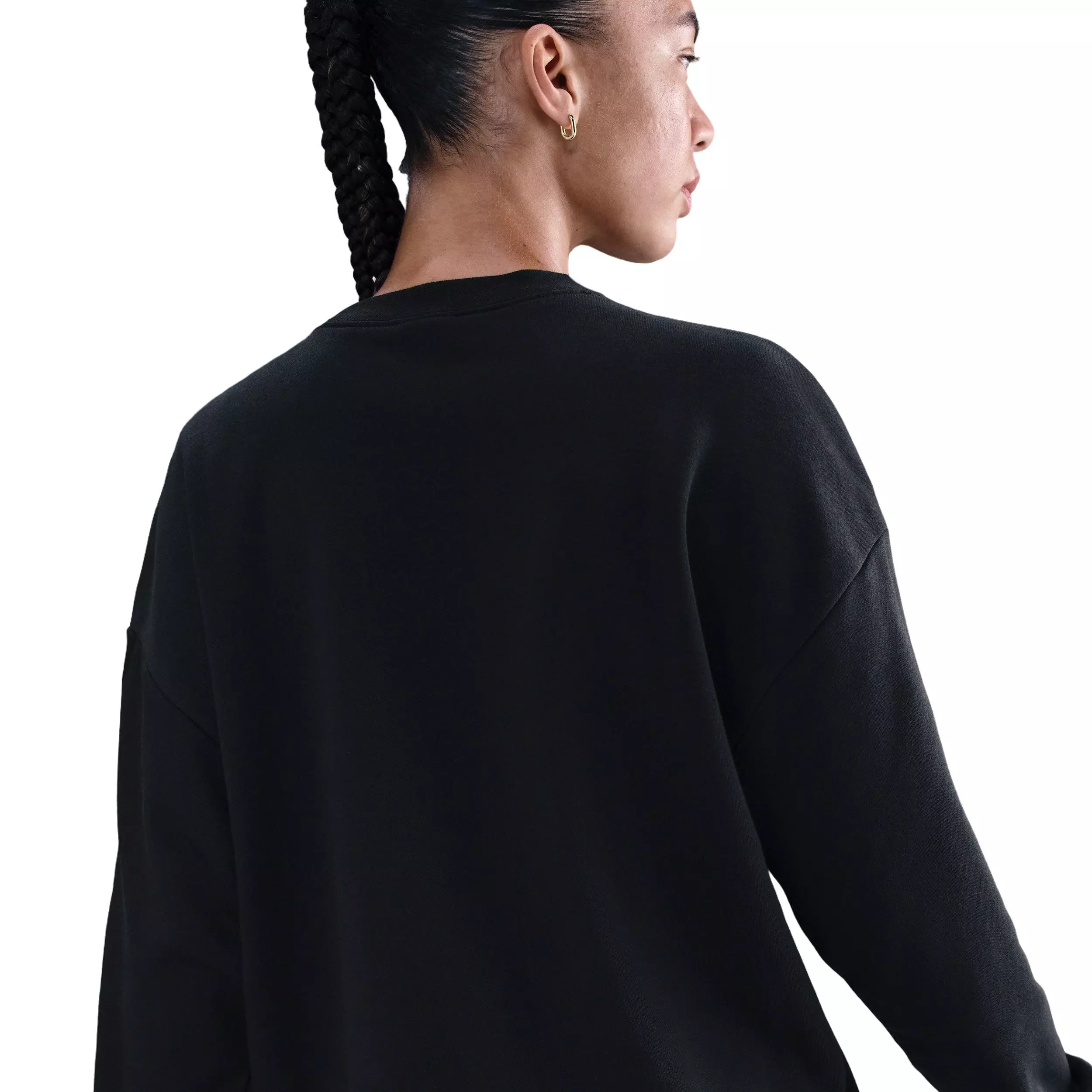 Nike Women's Club Fleece Loose Crew -Black - BLACK