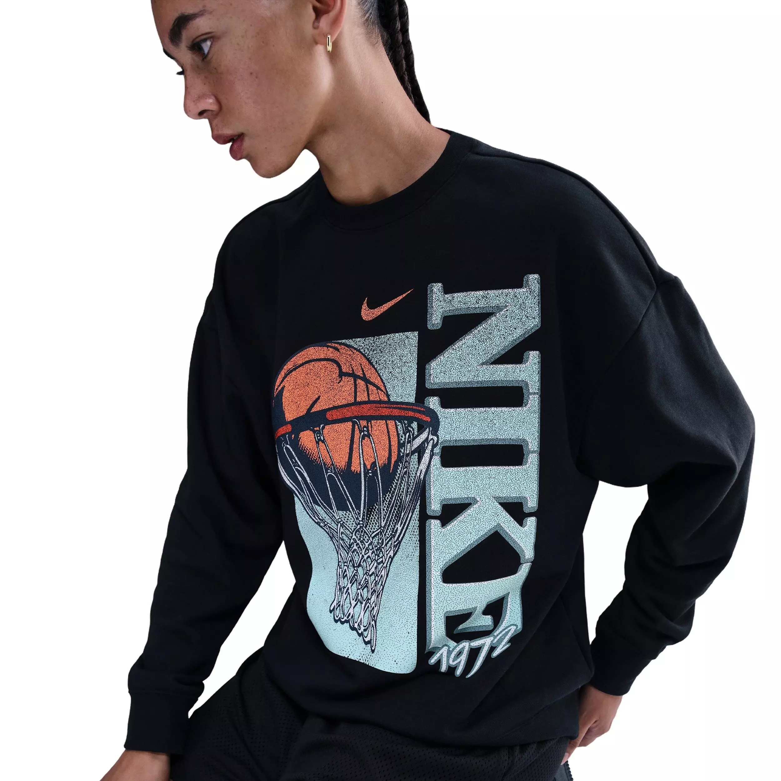 Nike Women's Club Fleece Loose Crew - Black - BLACK