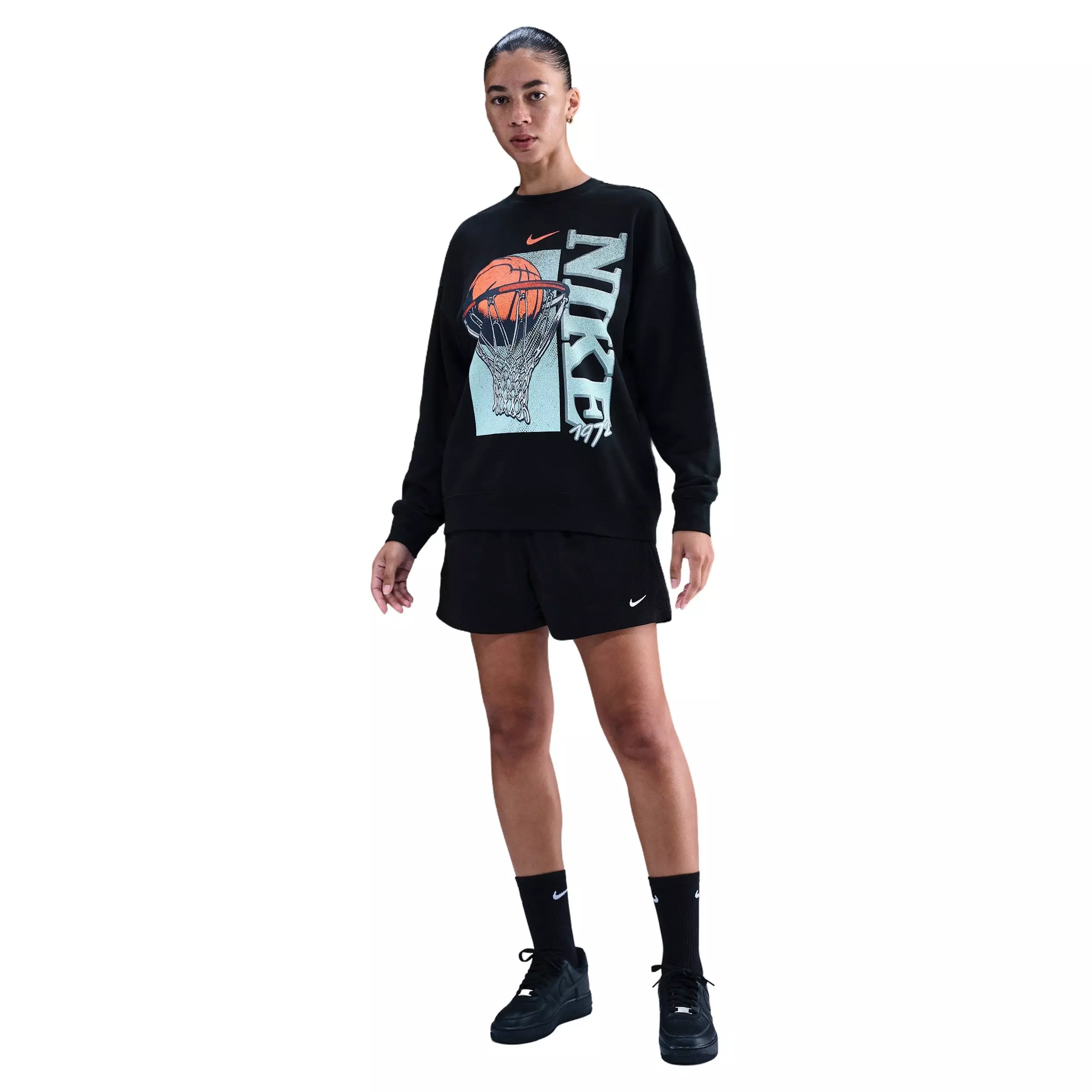 Nike Women's Club Fleece Loose Crew - Black - BLACK