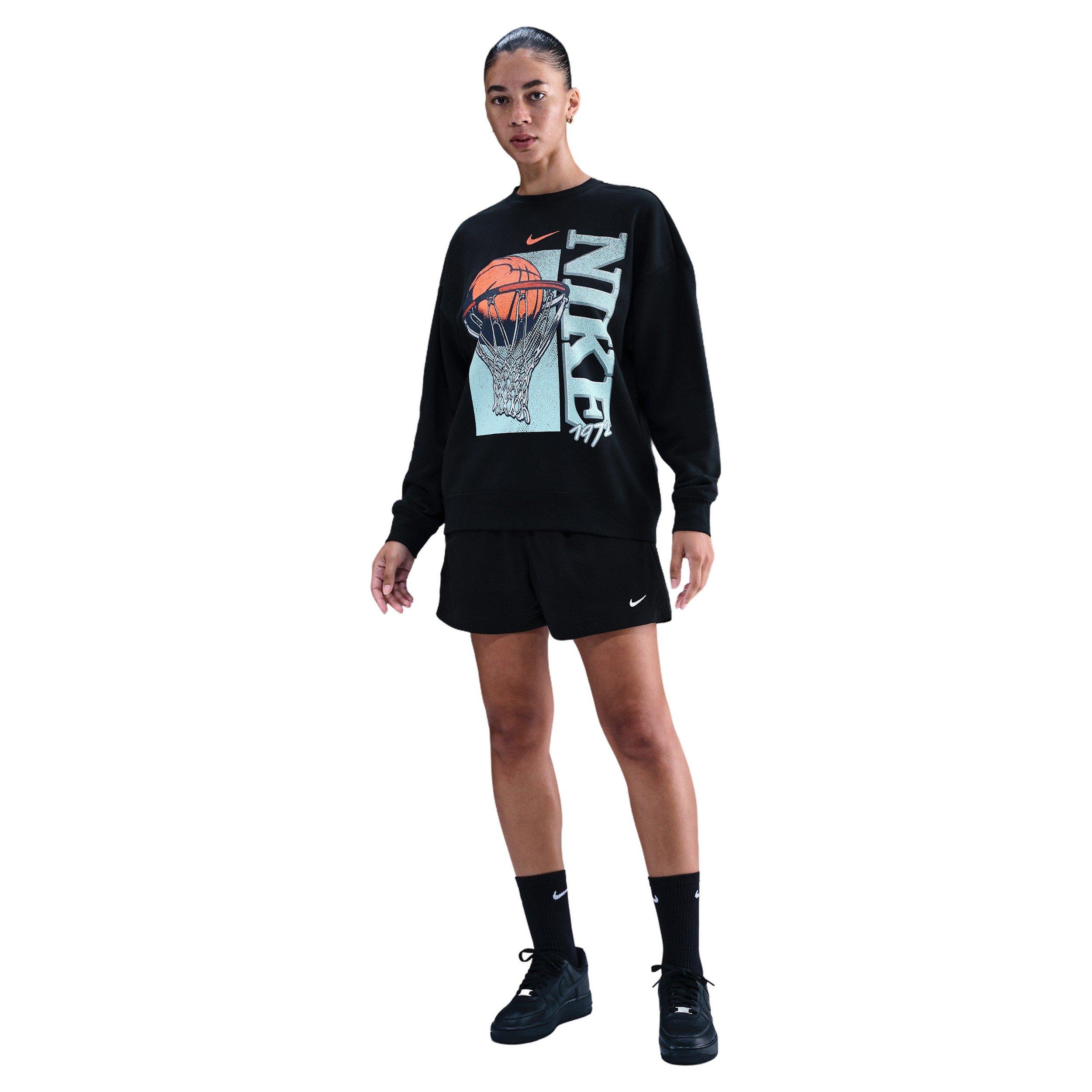 Nike Women's Club Fleece Loose Crew -Black - BLACK Thumbnail View 4