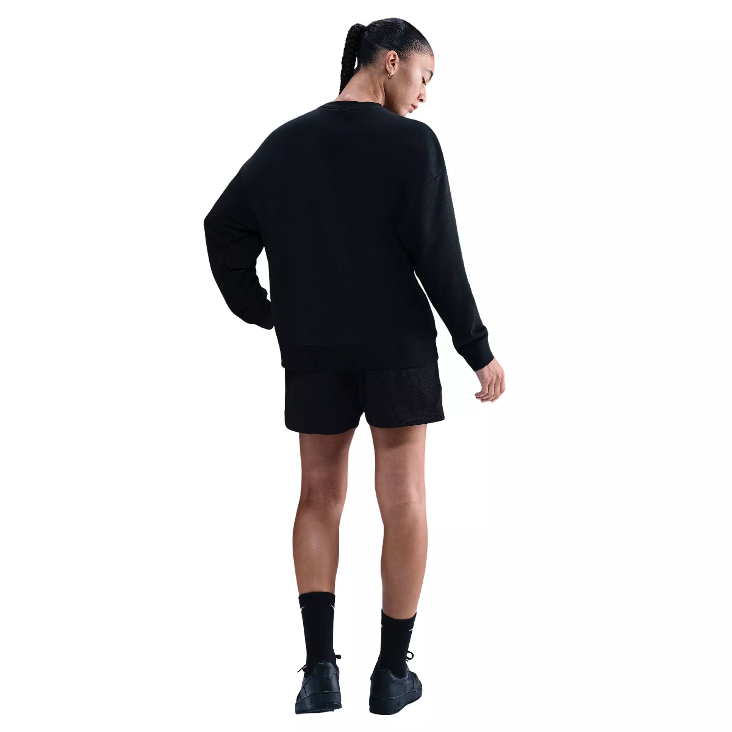 Nike Women's Club Fleece Loose Crew -Black - BLACK