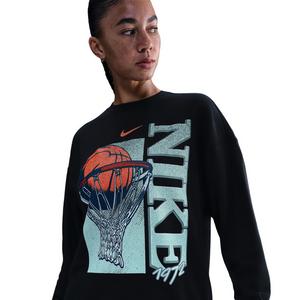 Nike Women's Club Fleece Loose Crew -Black