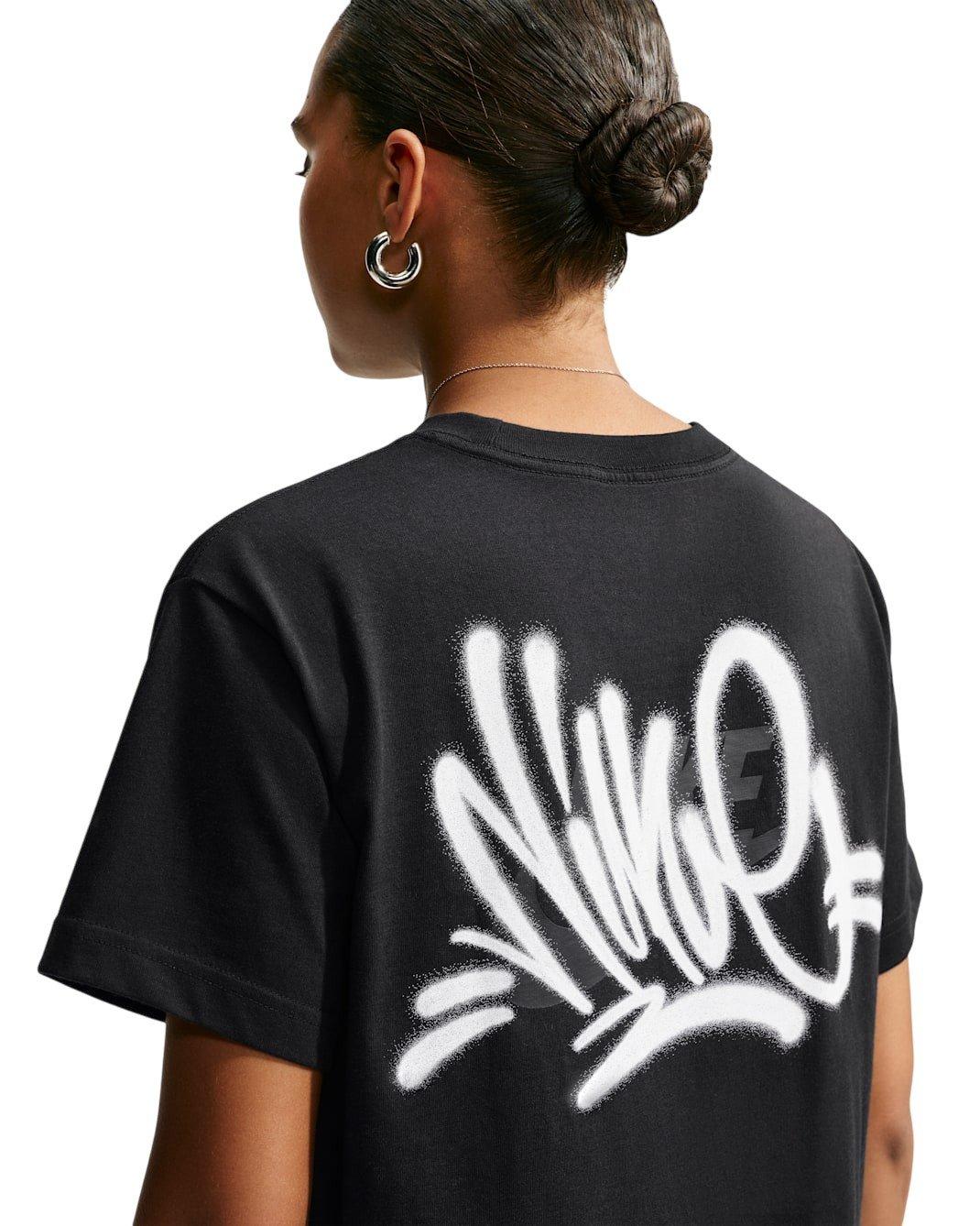 Nike Women's Sportswear Classic Oversized Graffiti Graphic T-Shirt - Black - BLACK