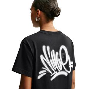 Nike Women's Sportswear Classic Oversized Graffiti Graphic T-Shirt - Black - BLACK