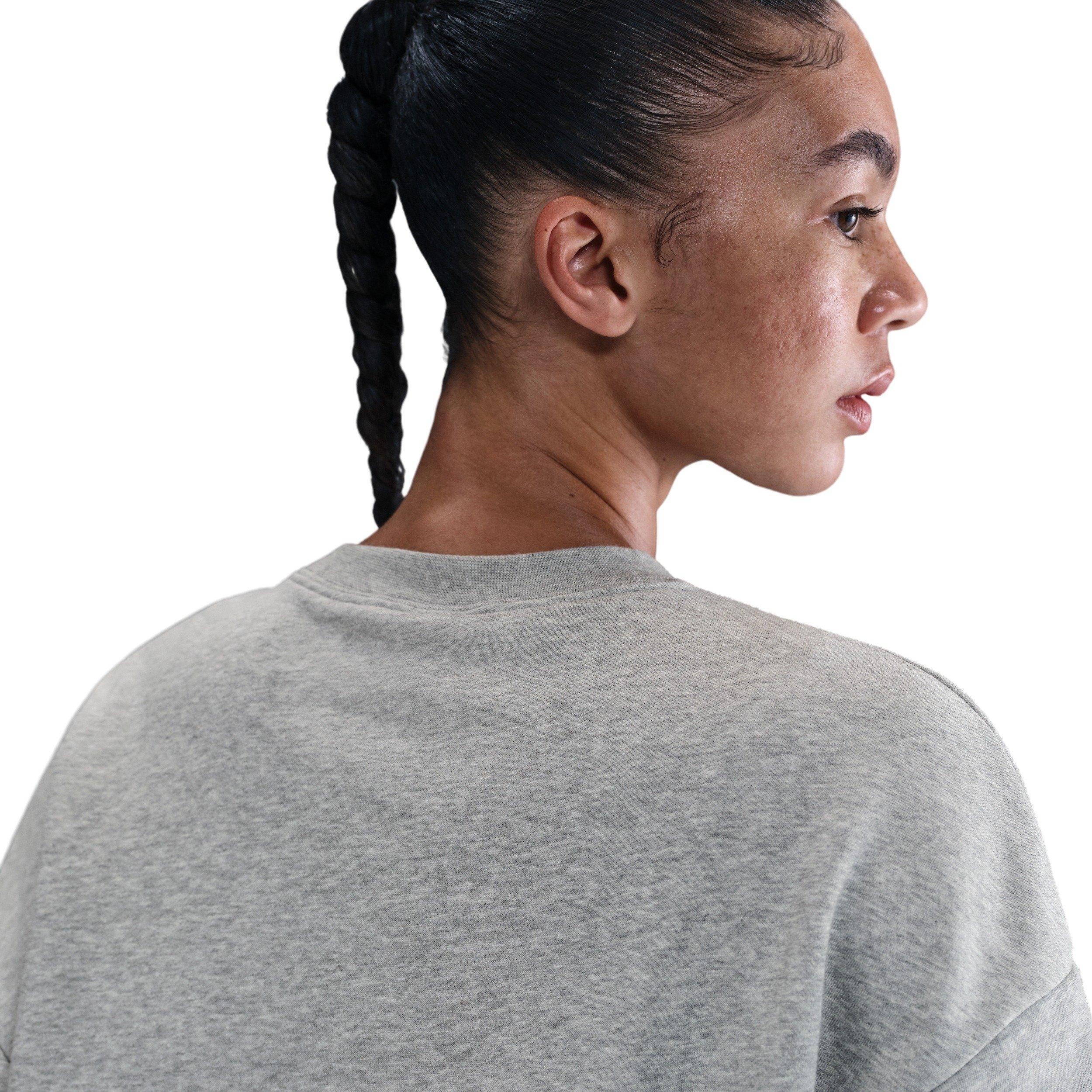 Nike Women's Club Fleece Loose Crew - Grey - GREY Thumbnail View 2
