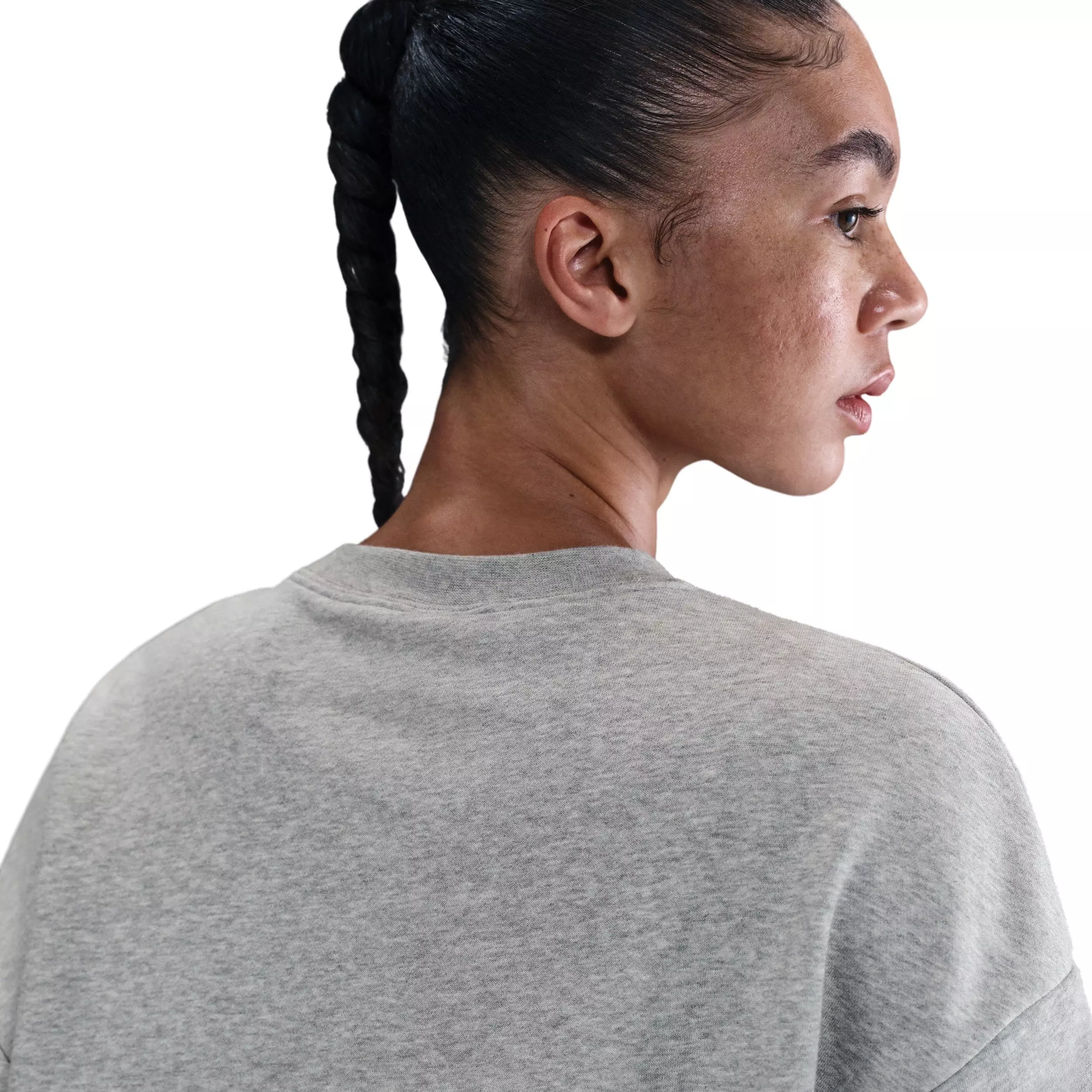 Nike Women's Club Fleece Loose Crew -Grey - GREY