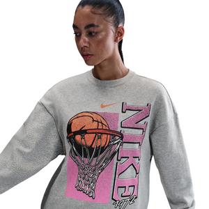 Nike Women's Club Fleece Loose Crew - Grey