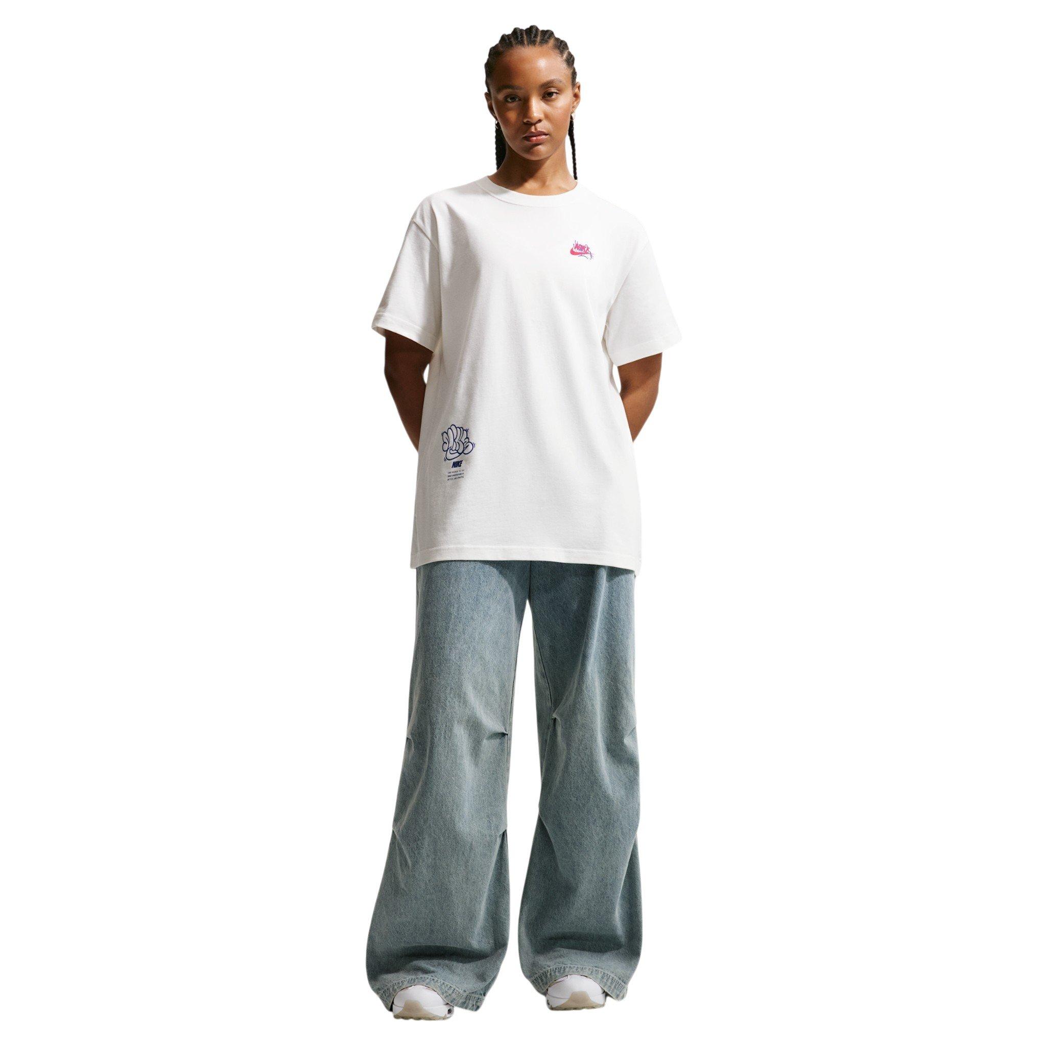 Nike Women's Sportswear Classic Oversized Graffiti Graphic T-Shirt - Sail - SAIL
