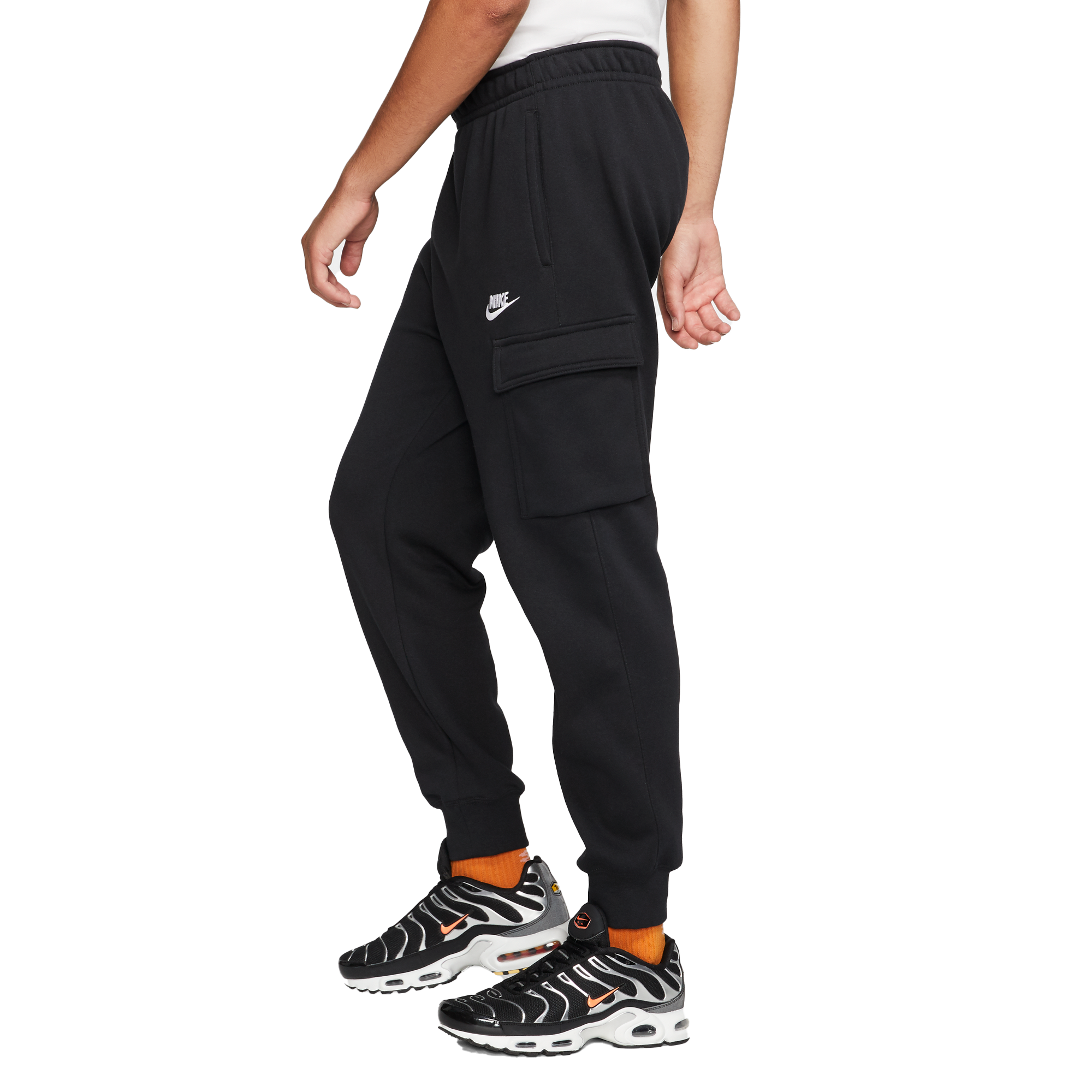 Nike Men's Sportswear Club Fleece Cargo Pants - BLACK Thumbnail View 3