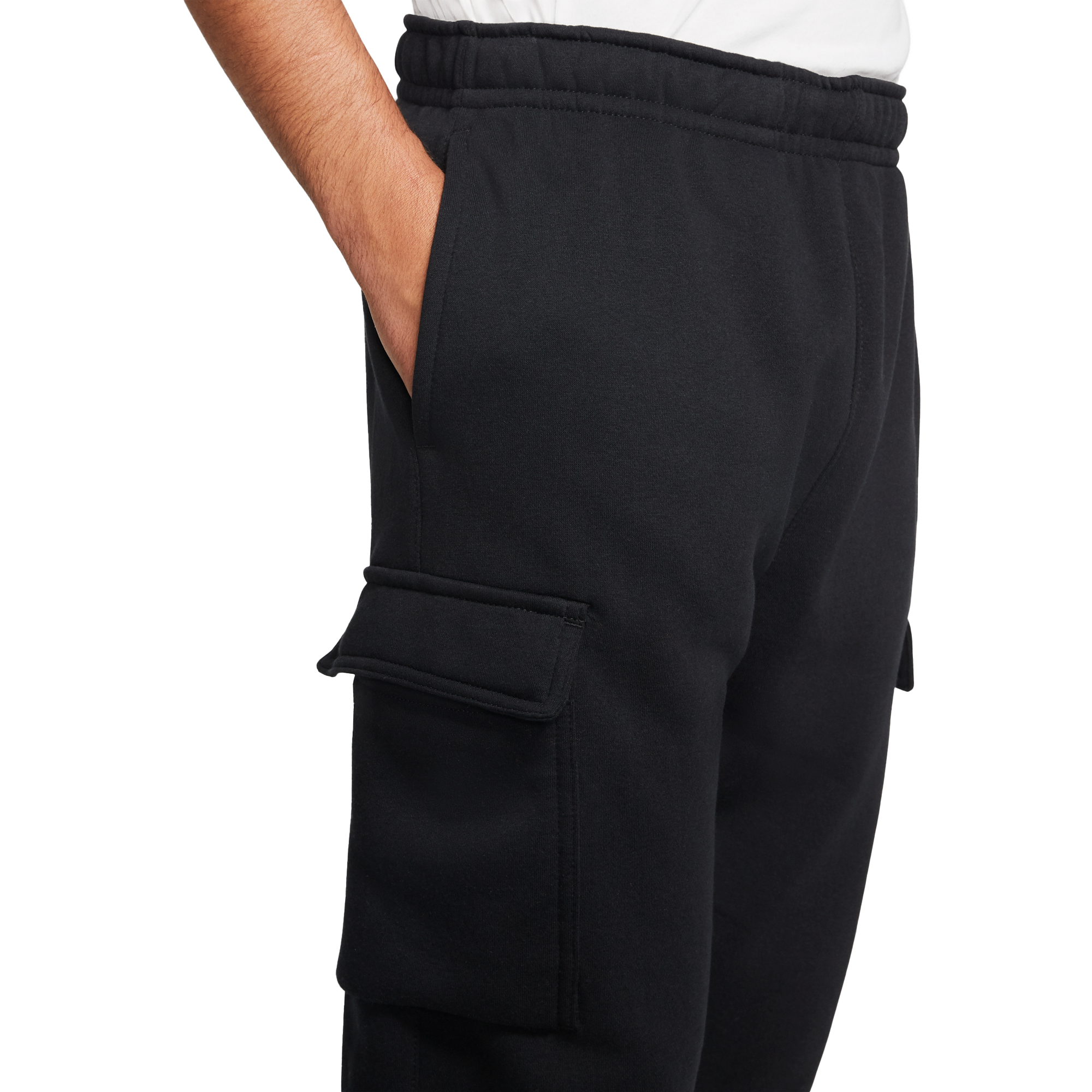 Nike Men's Sportswear Club Fleece Cargo Pants - BLACK Thumbnail View 4