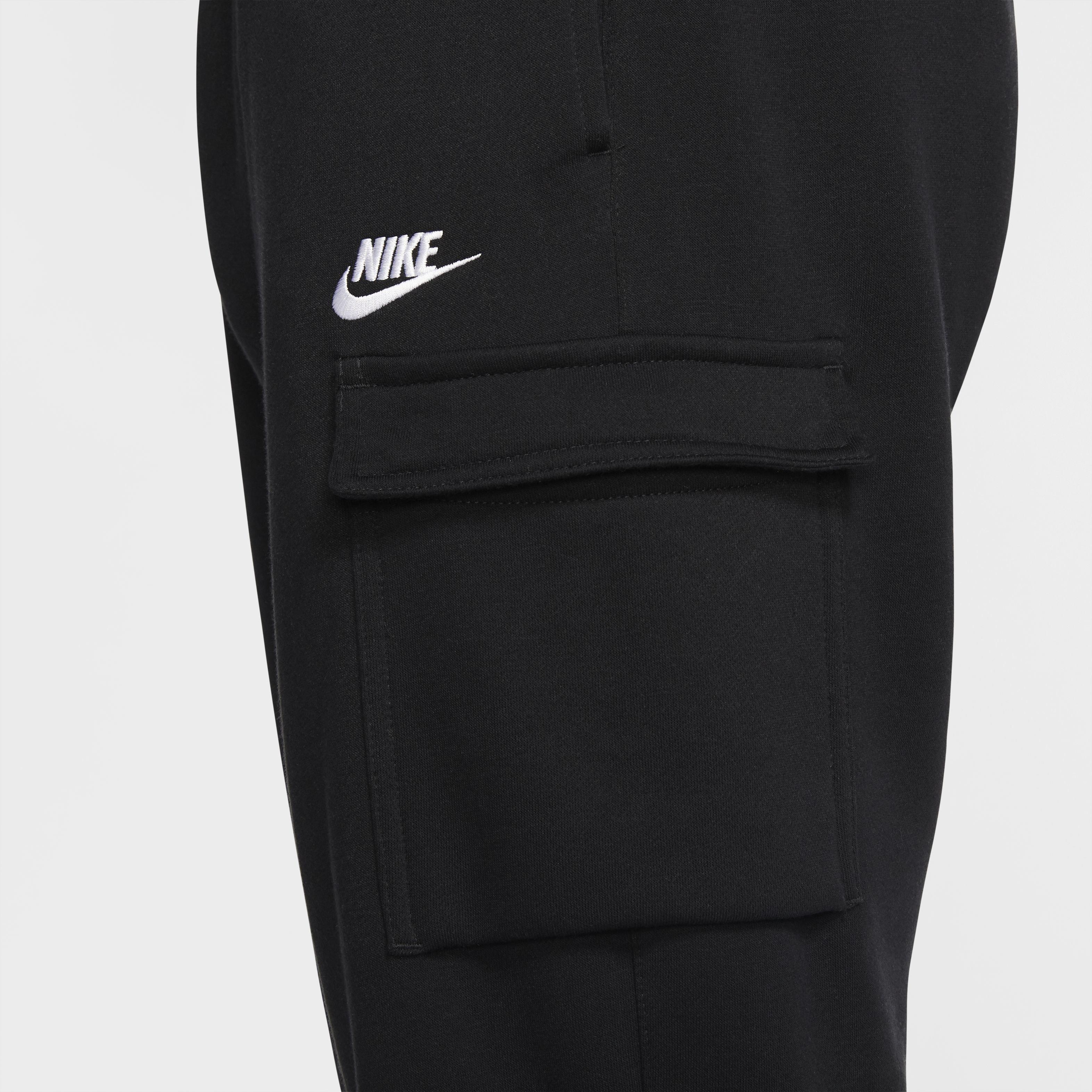 Nike Men's Sportswear Club Fleece Cargo Pants - BLACK/BLACK/WHITE Thumbnail View 5