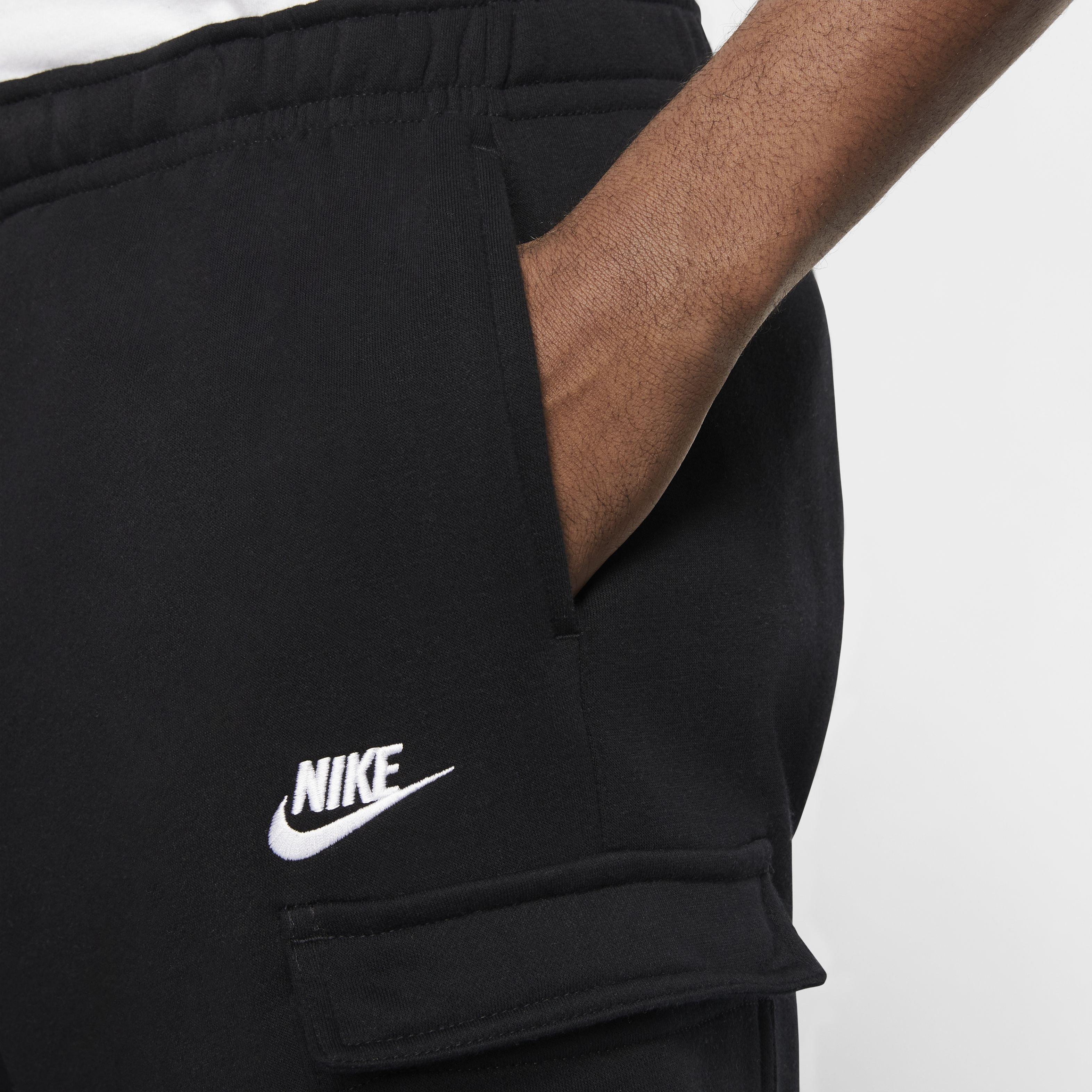Nike Men's Sportswear Club Fleece Cargo Pants - BLACK/BLACK/WHITE Thumbnail View 6