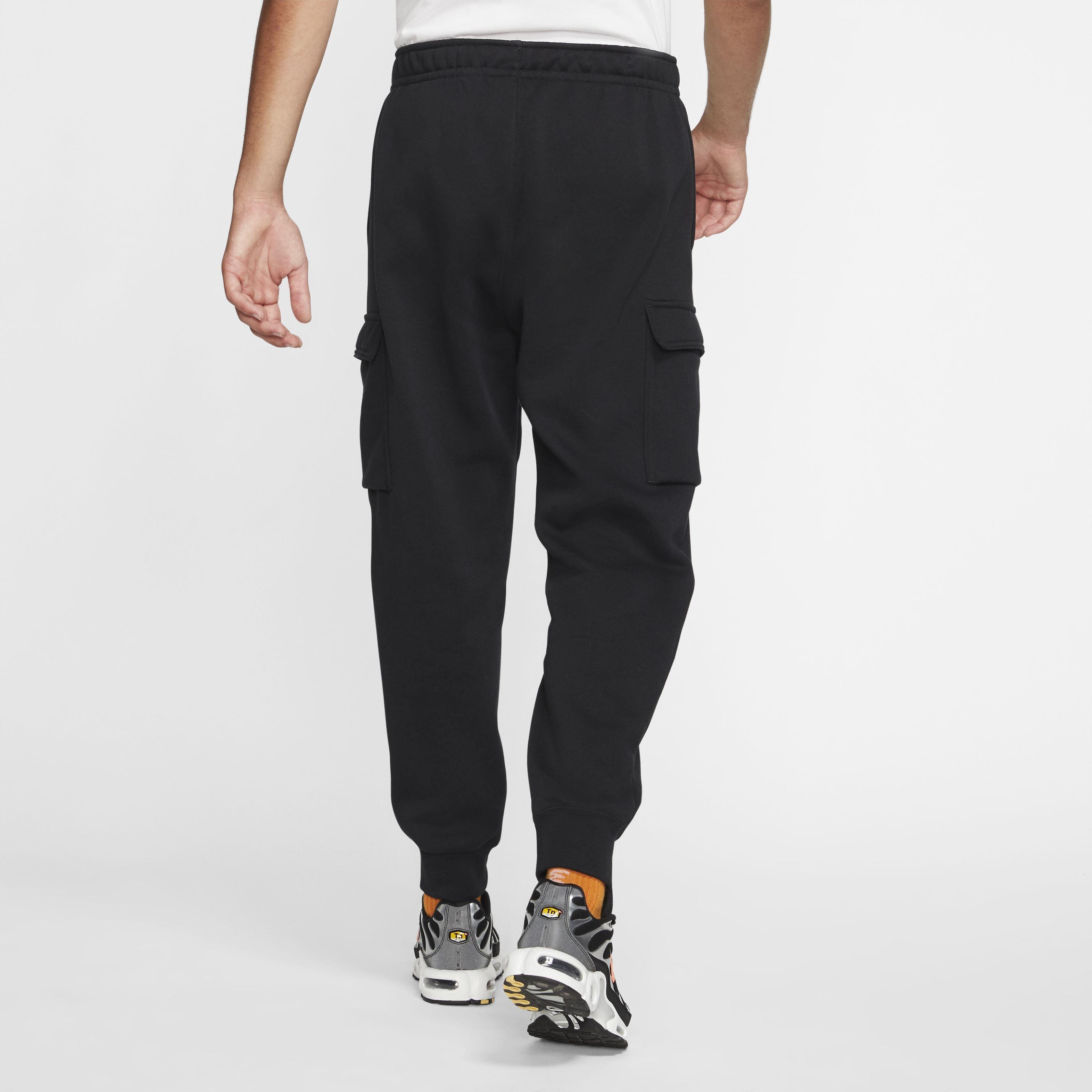 Nike Men's Sportswear Club Fleece Cargo Pants - BLACK/BLACK/WHITE Thumbnail View 8