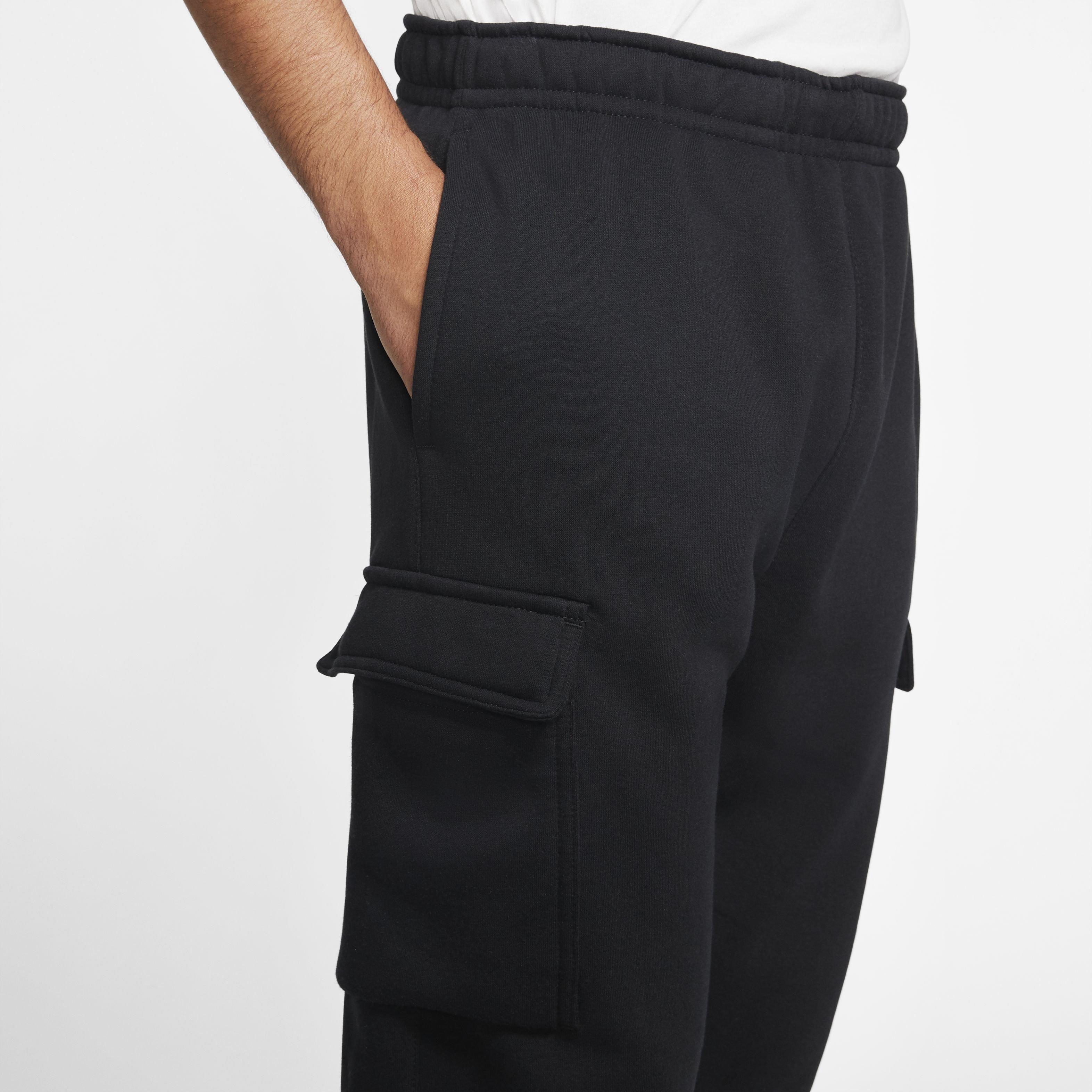 Nike Men's Sportswear Club Fleece Cargo Pants - BLACK/BLACK/WHITE Thumbnail View 9