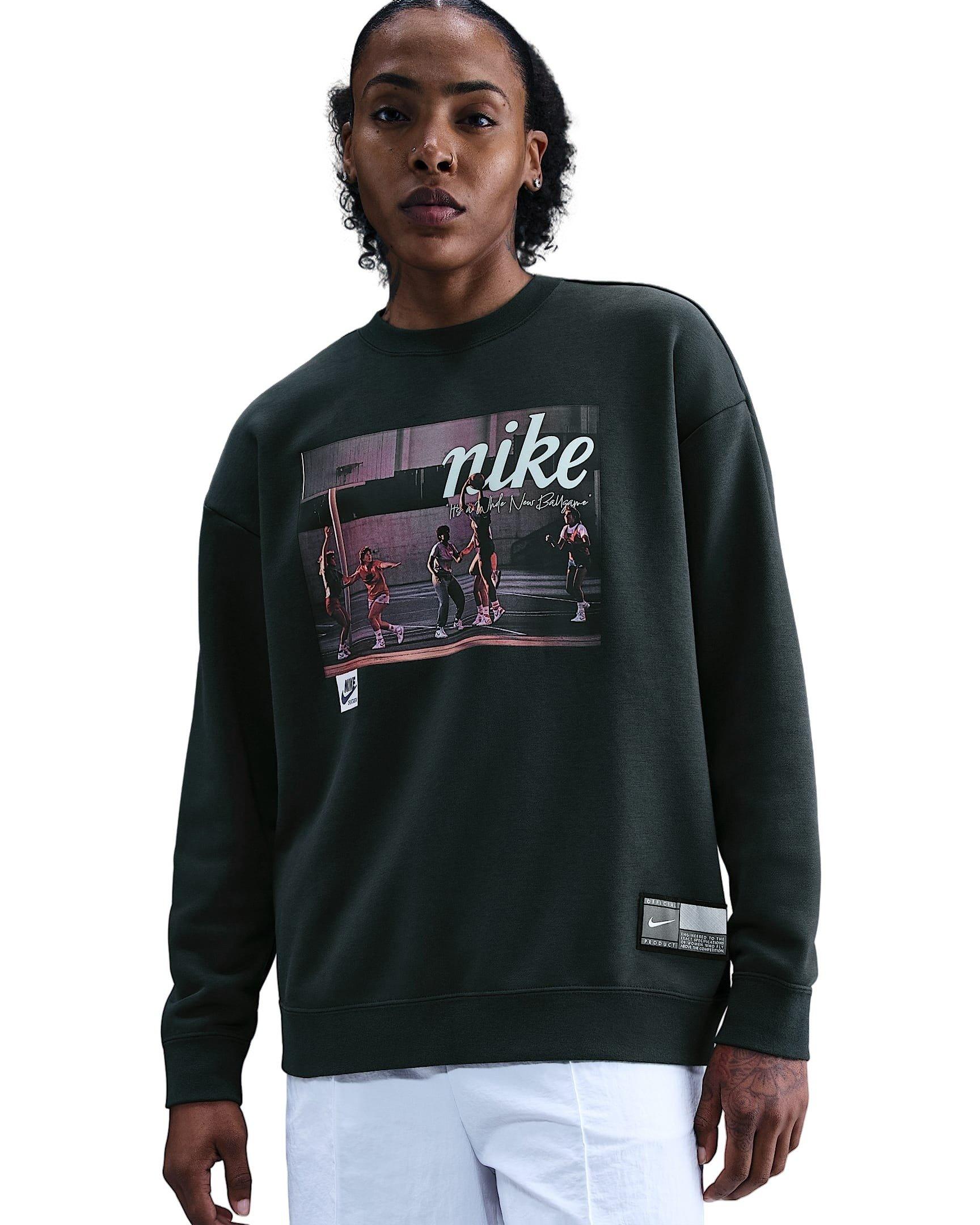 Nike Women's Club Fleece Loose Crew - Seaweed Green - SEAWEED GREEN Thumbnail View 1