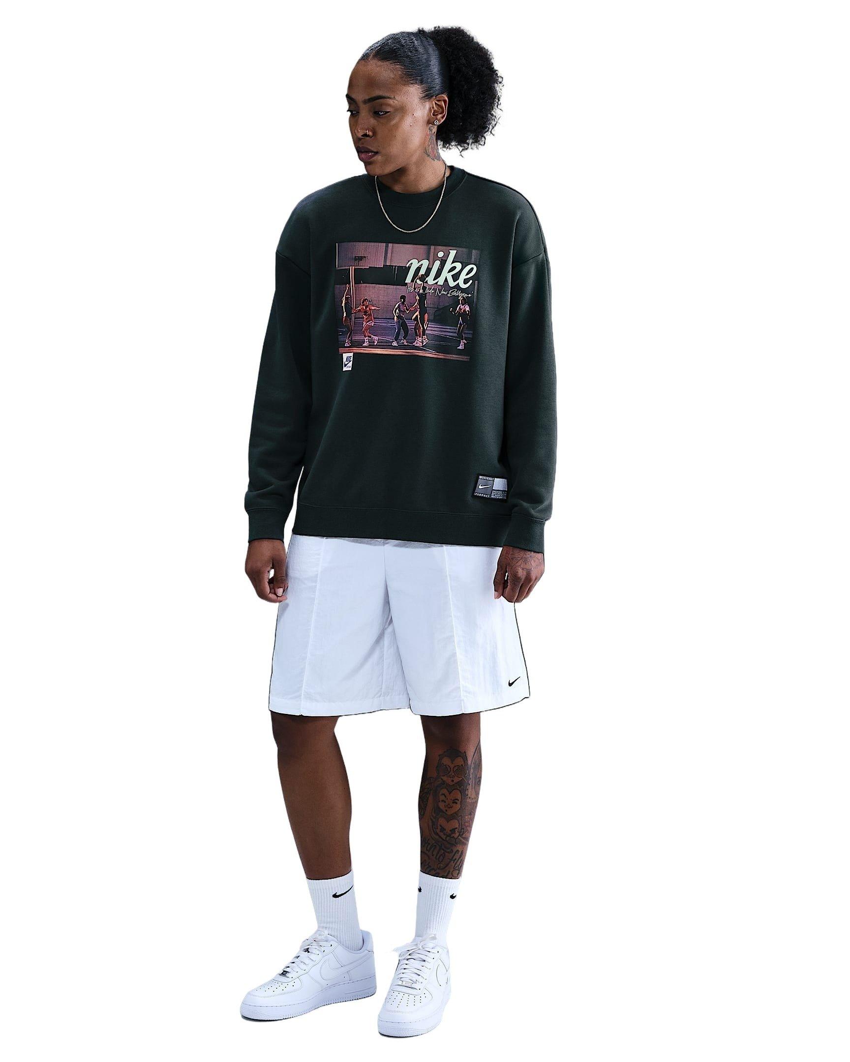 Nike Women's Club Fleece Loose Crew - Seaweed Green - SEAWEED GREEN Thumbnail View 4