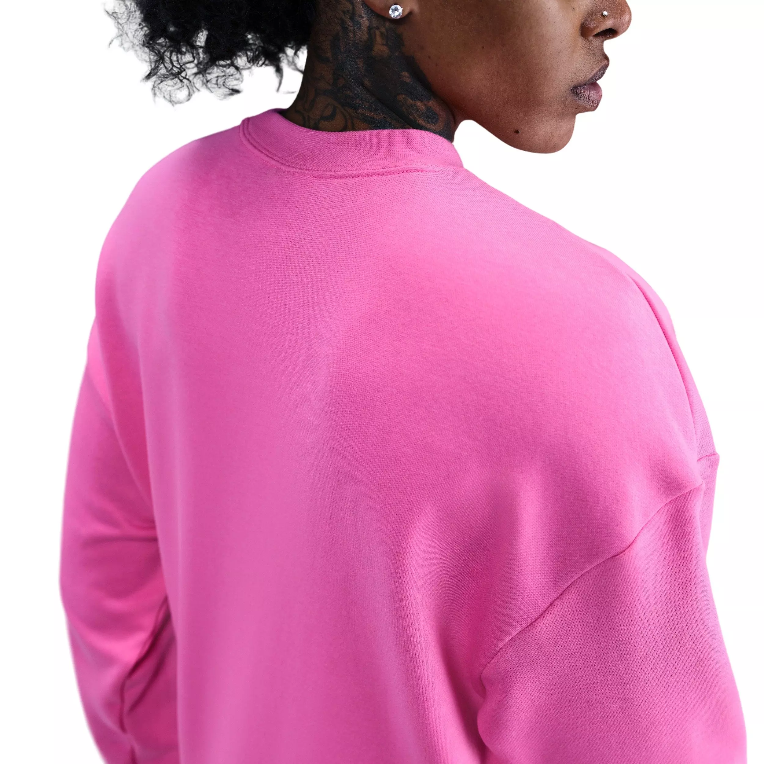 Nike Women's Club Fleece Loose Crew - Pink - PINK