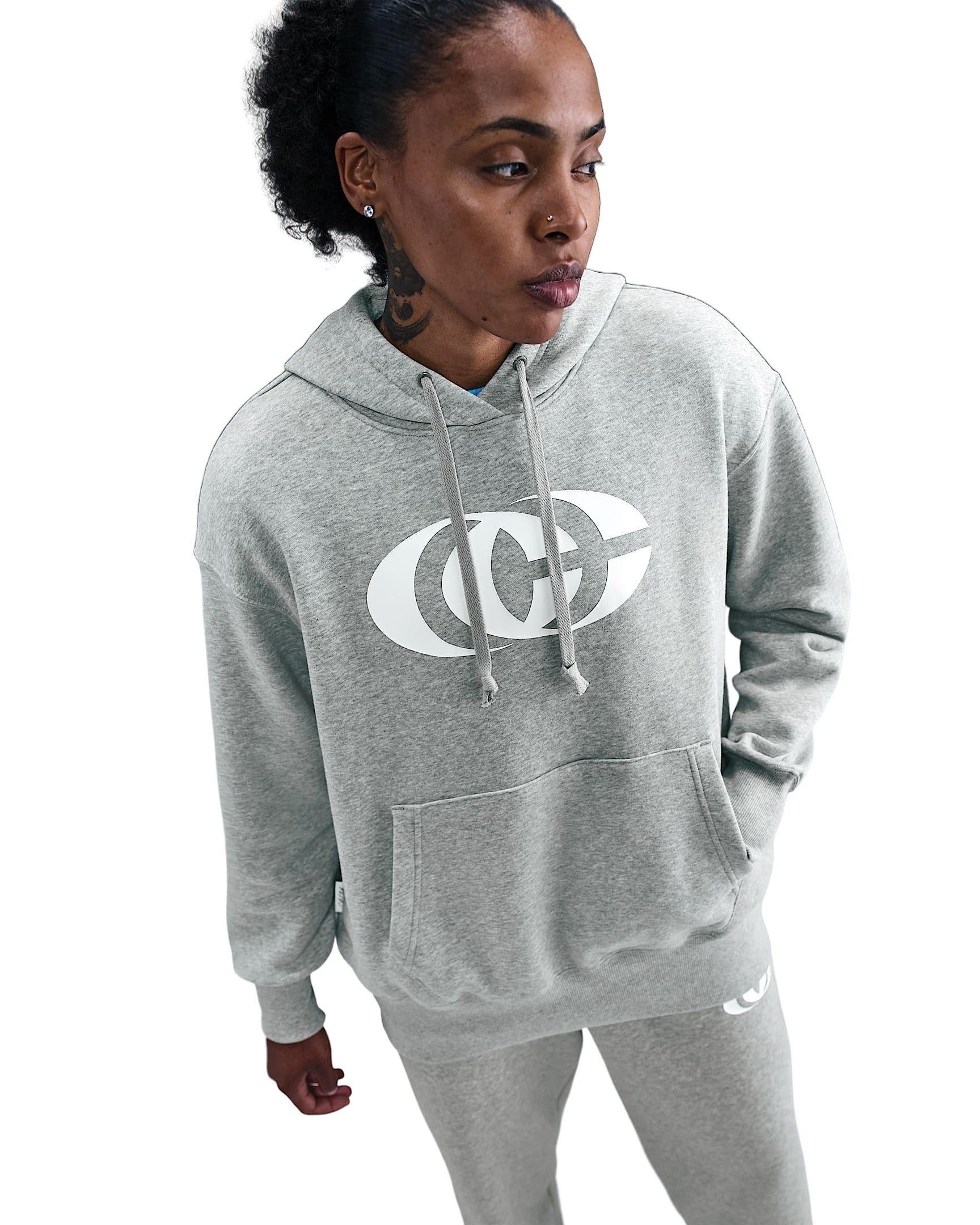 Nike Unisex Caitlin Clark Basketball Phoenix Fleece Pullover Hoodie - Grey - GREY Thumbnail View 1