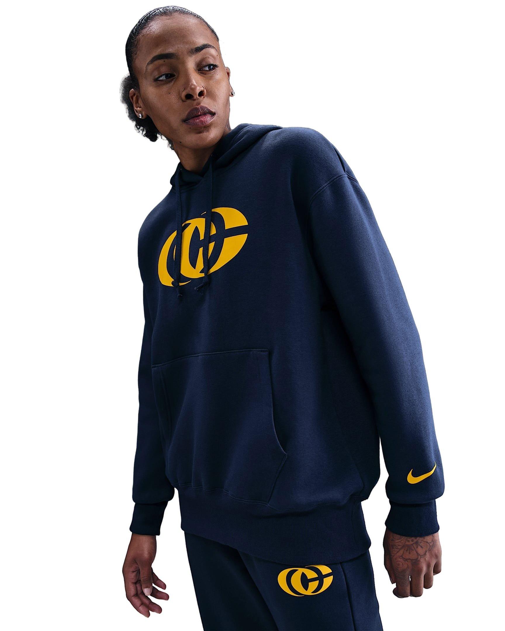 Nike Unisex Caitlin Clark Basketball Phoenix Fleece Pullover Hoodie - Navy/Yellow - NAVY/YELLOW Thumbnail View 1