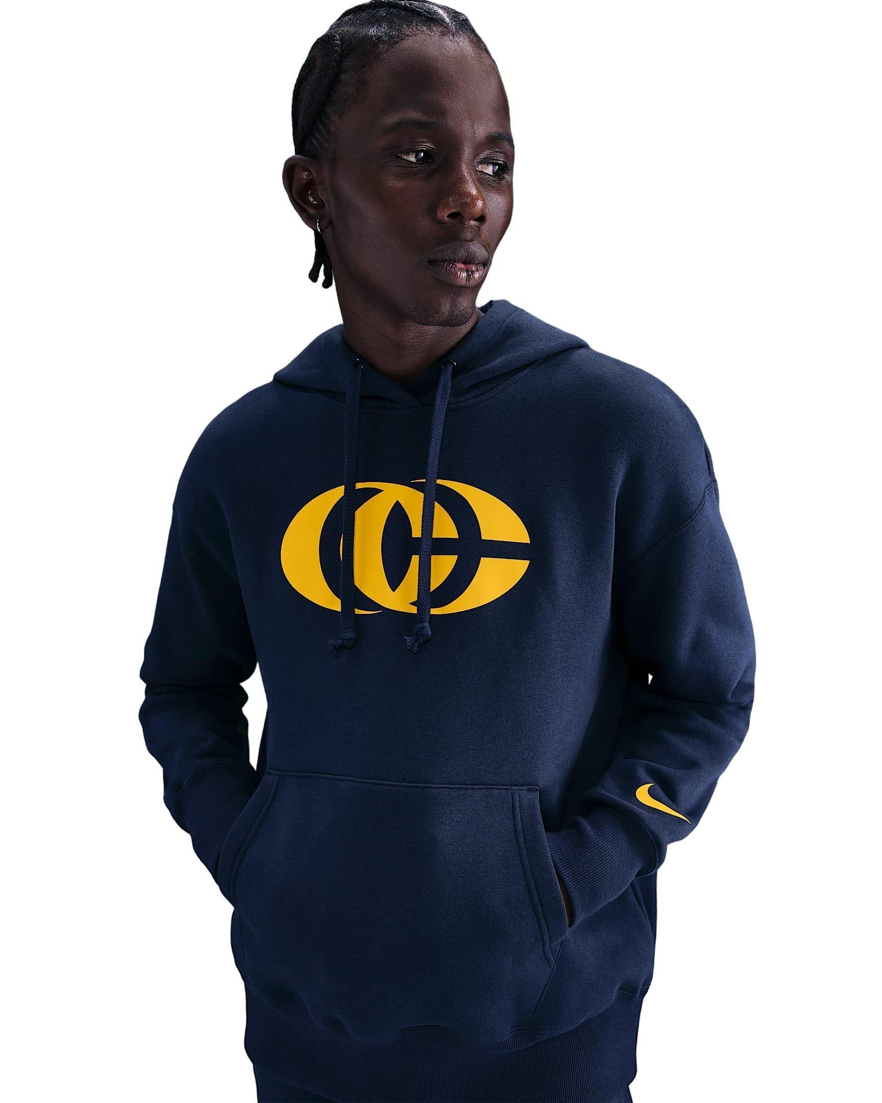 Nike Unisex Caitlin Clark Basketball Phoenix Fleece Pullover Hoodie -Navy/Yellow - NAVY/YELLOW Thumbnail View 3