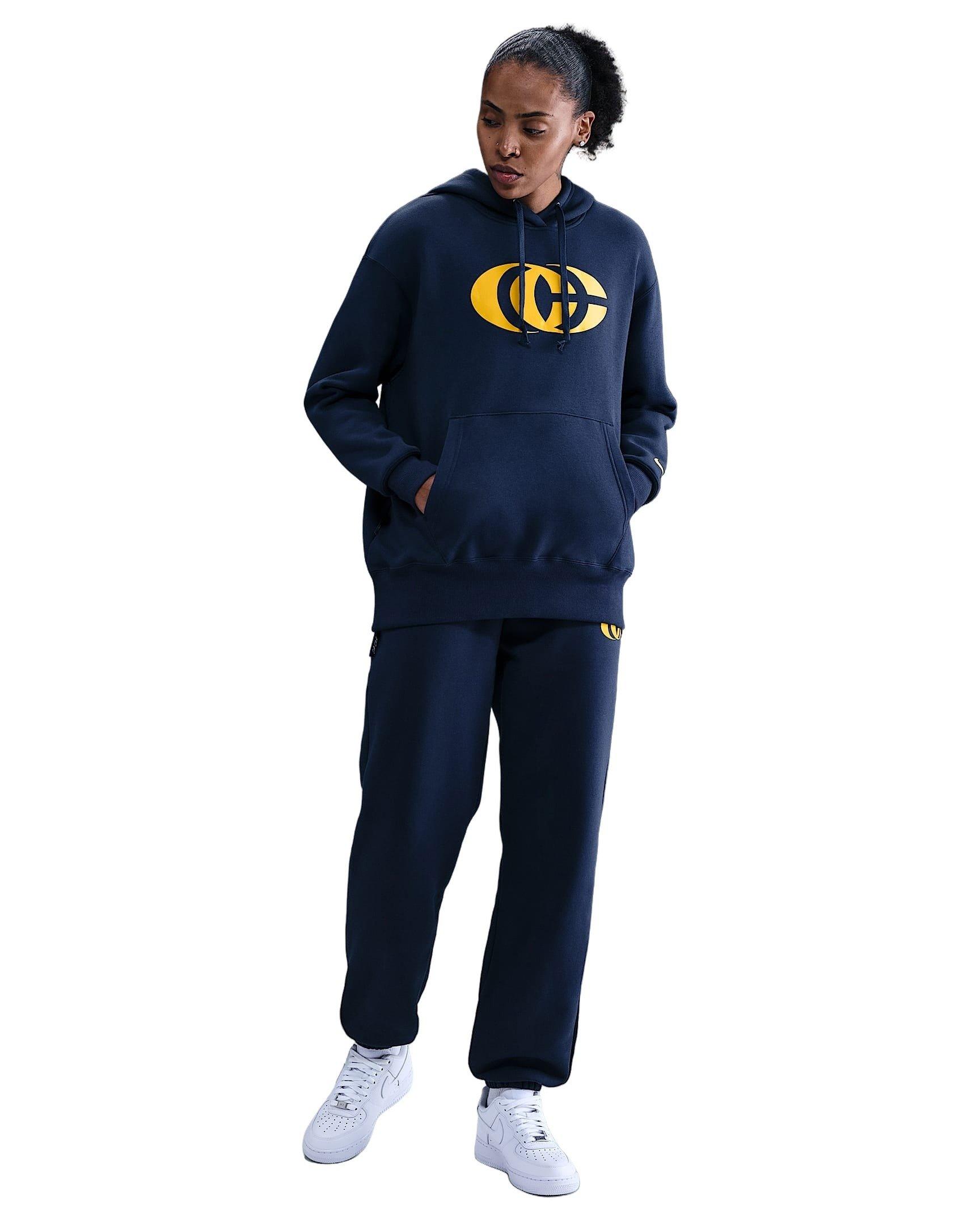Nike Unisex Caitlin Clark Basketball Phoenix Fleece Pullover Hoodie - Navy/Yellow - NAVY/YELLOW Thumbnail View 6