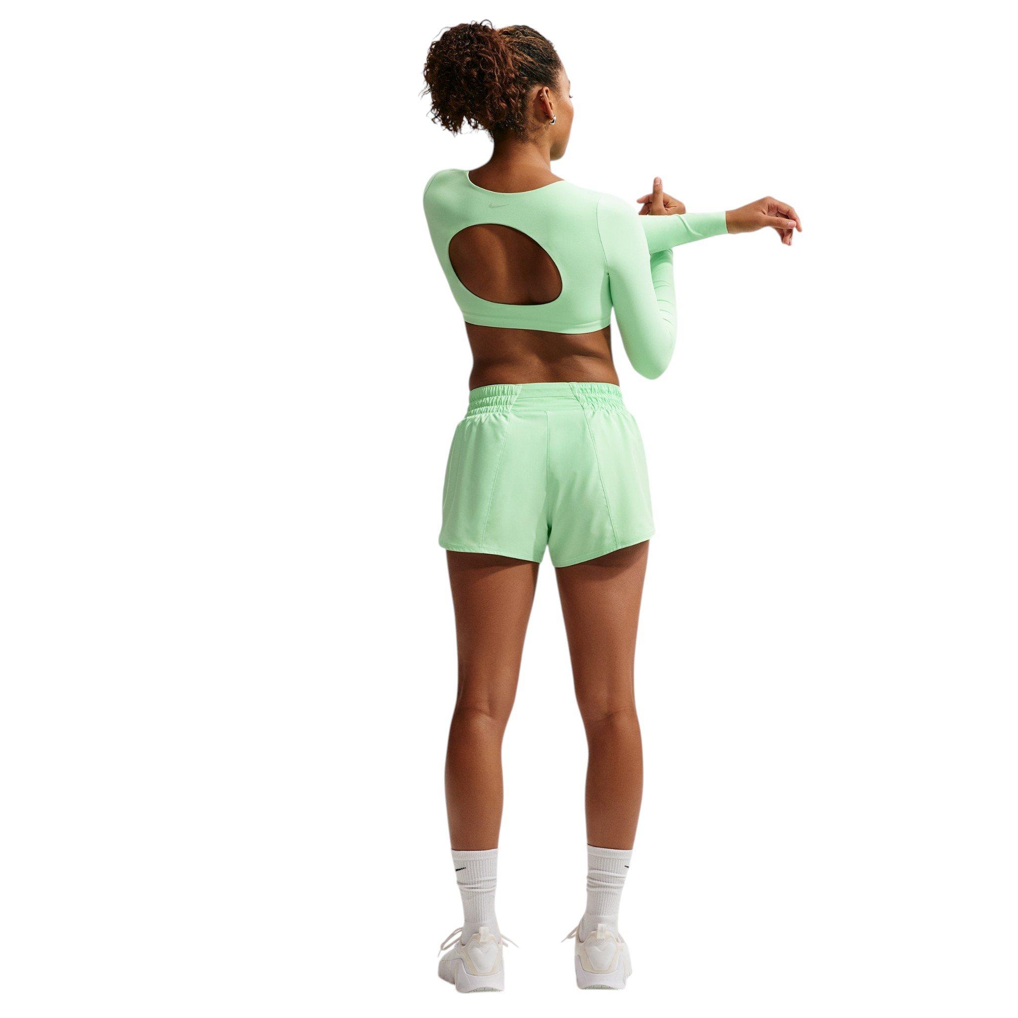 Nike Women's One Dri-FIT Mid-Rise 3" Brief-Lined Shorts - Green/White - GREEN/WHITE