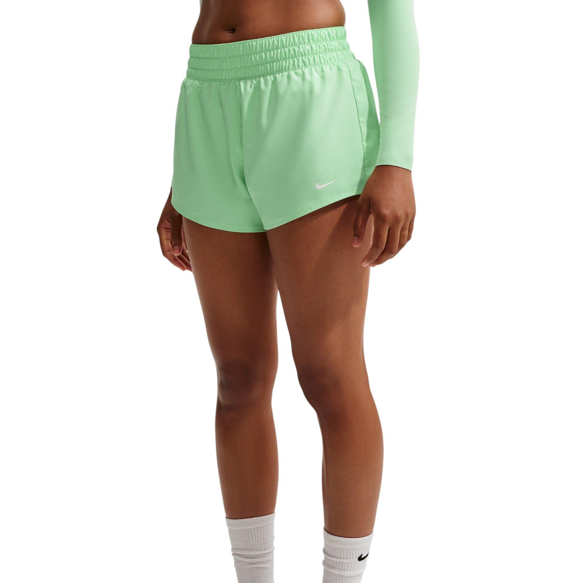 Nike Women's One Dri-FIT Mid-Rise 3" Brief-Lined Shorts - Green/White - GREEN/WHITE