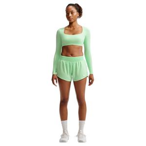 Nike Women's One Dri-FIT Mid-Rise 3" Brief-Lined Shorts - Green/White - GREEN/WHITE