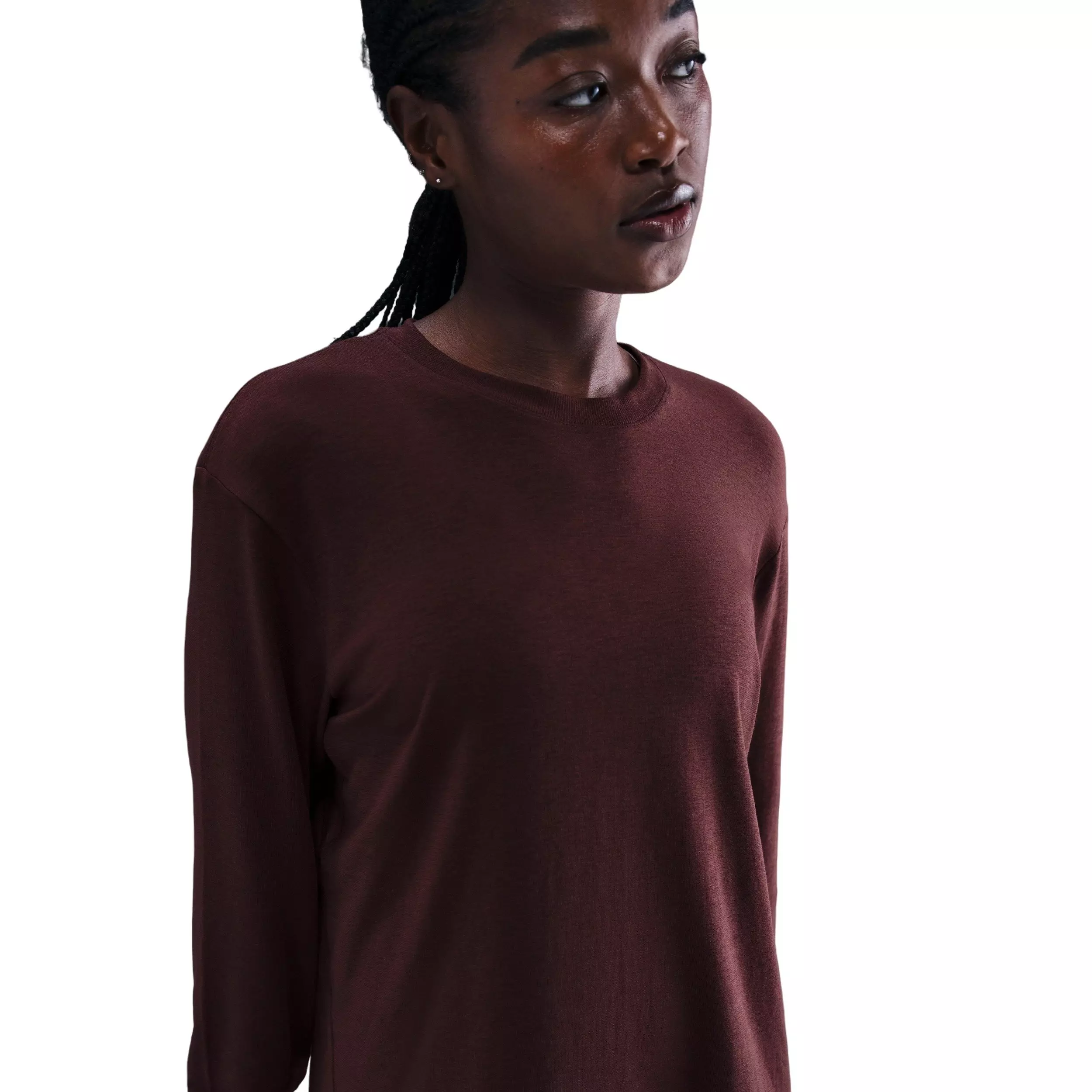 Nike One Women's Relaxed Dri-FIT Long-Sleeve Top - Burgundy - BURGUNDY