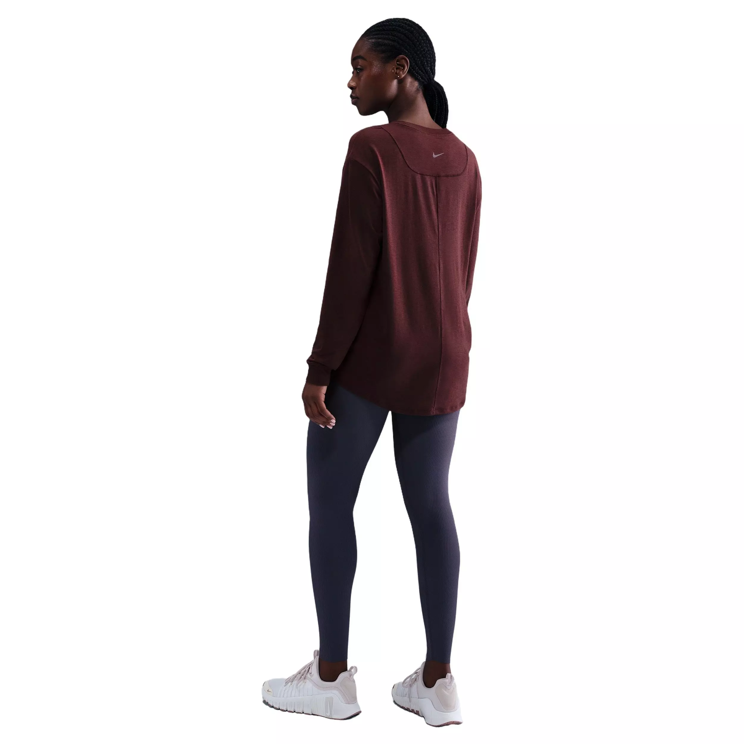 Nike One Women's Relaxed Dri-FIT Long-Sleeve Top - Burgundy - BURGUNDY