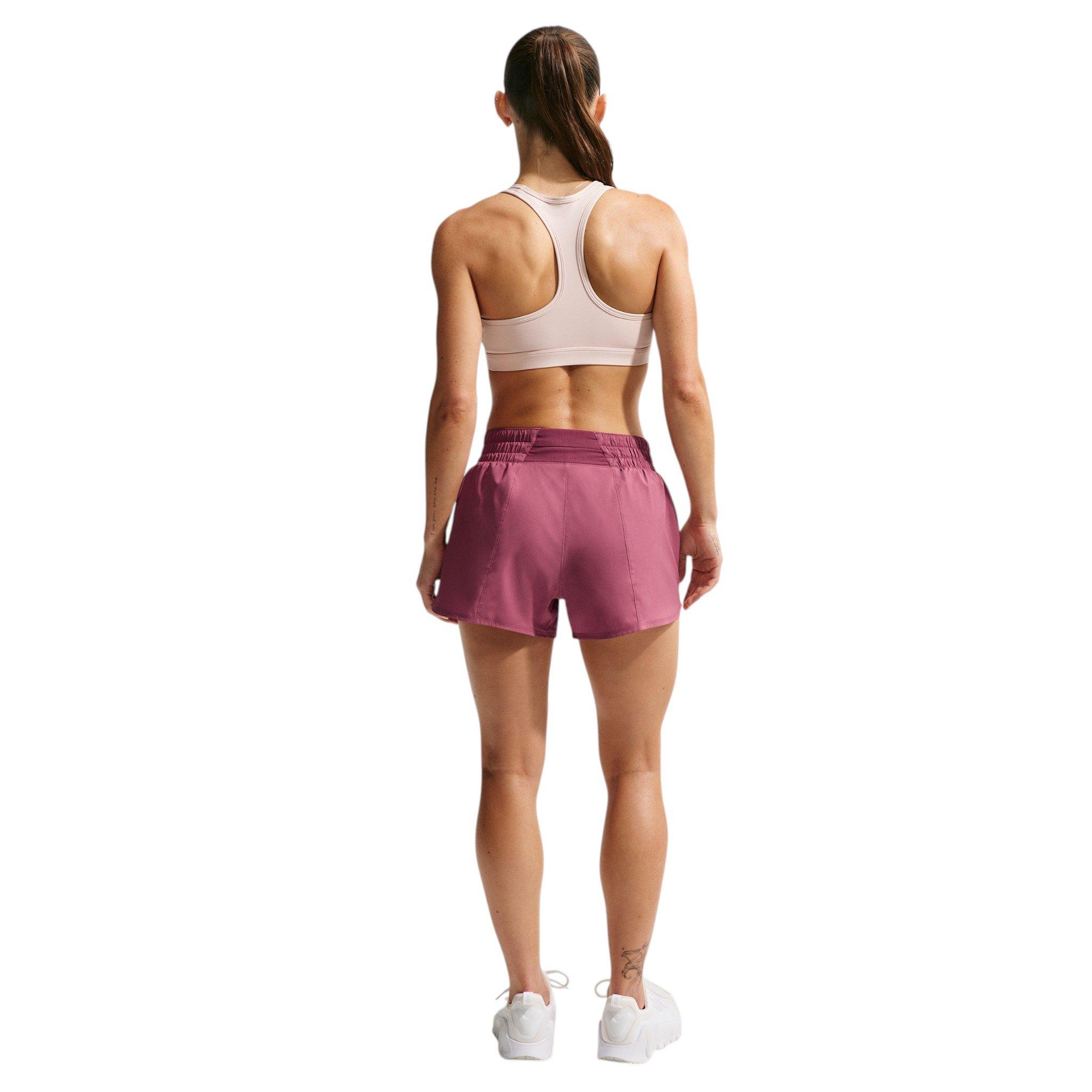 Nike Women's One Dri-FIT Mid-Rise 3" Brief-Lined Shorts - Dark Pink - DARK PINK Thumbnail View 2
