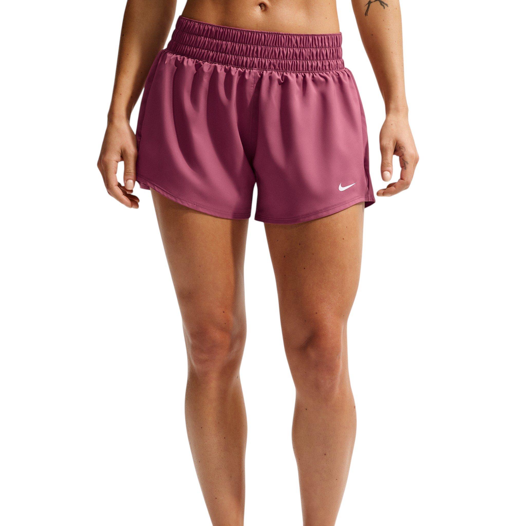 Nike Women's One Dri-FIT Mid-Rise 3" Brief-Lined Shorts - Dark Pink - DARK PINK Thumbnail View 3