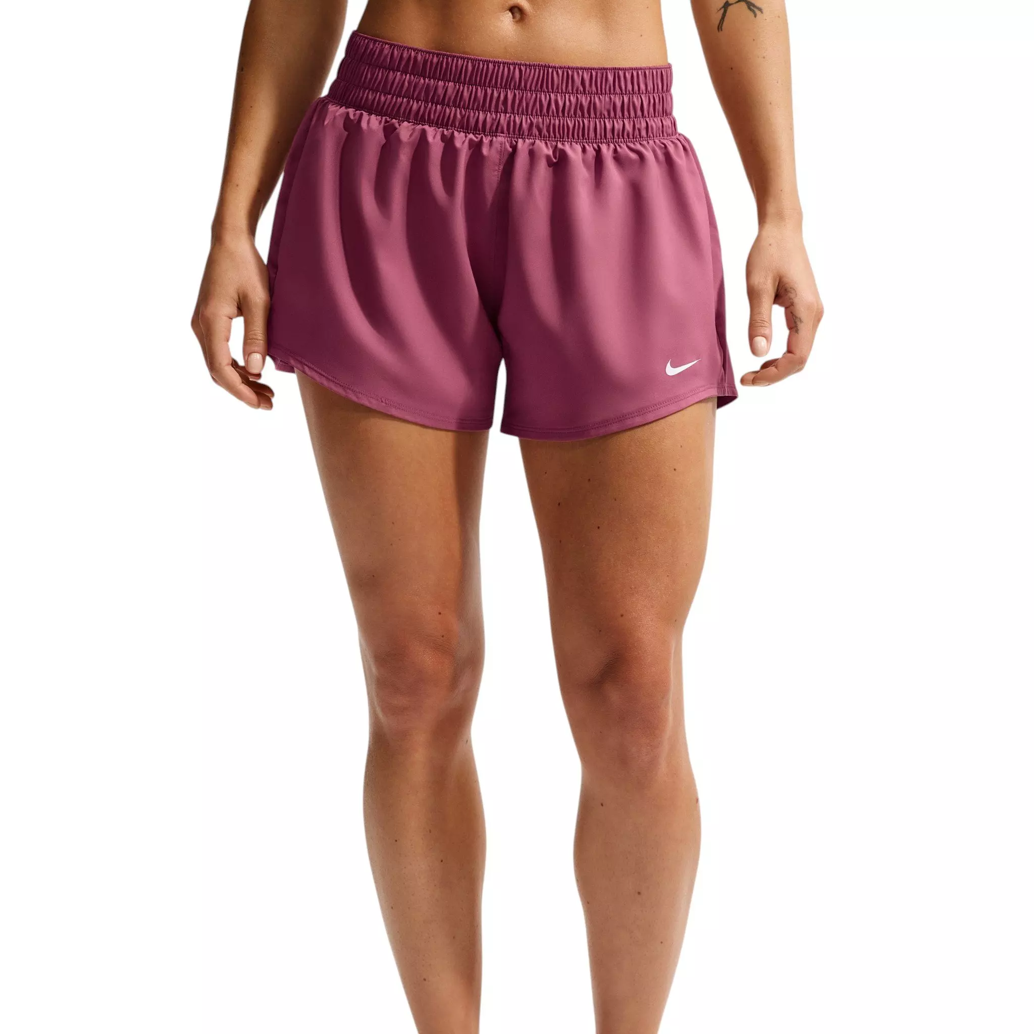 Nike Women's One Dri-FIT Mid-Rise 3" Brief-Lined Shorts - Dark Pink - DARK PINK