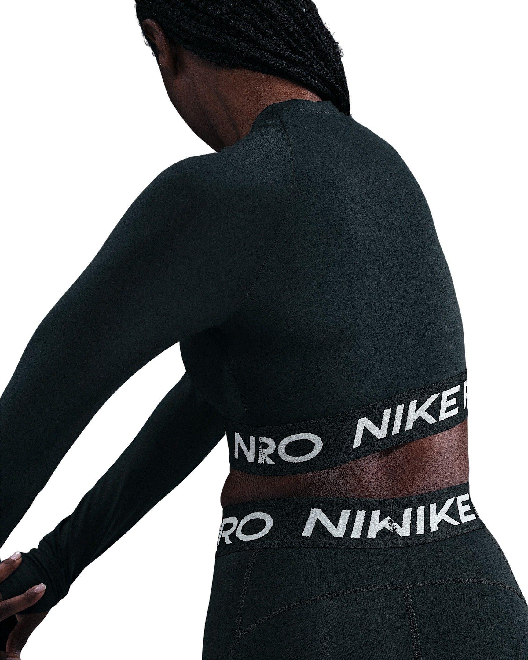 Nike Pro Women's Dri-FIT Cropped Long-Sleeve Top - Seaweed Green - SEAWEED GREEN Thumbnail View 2