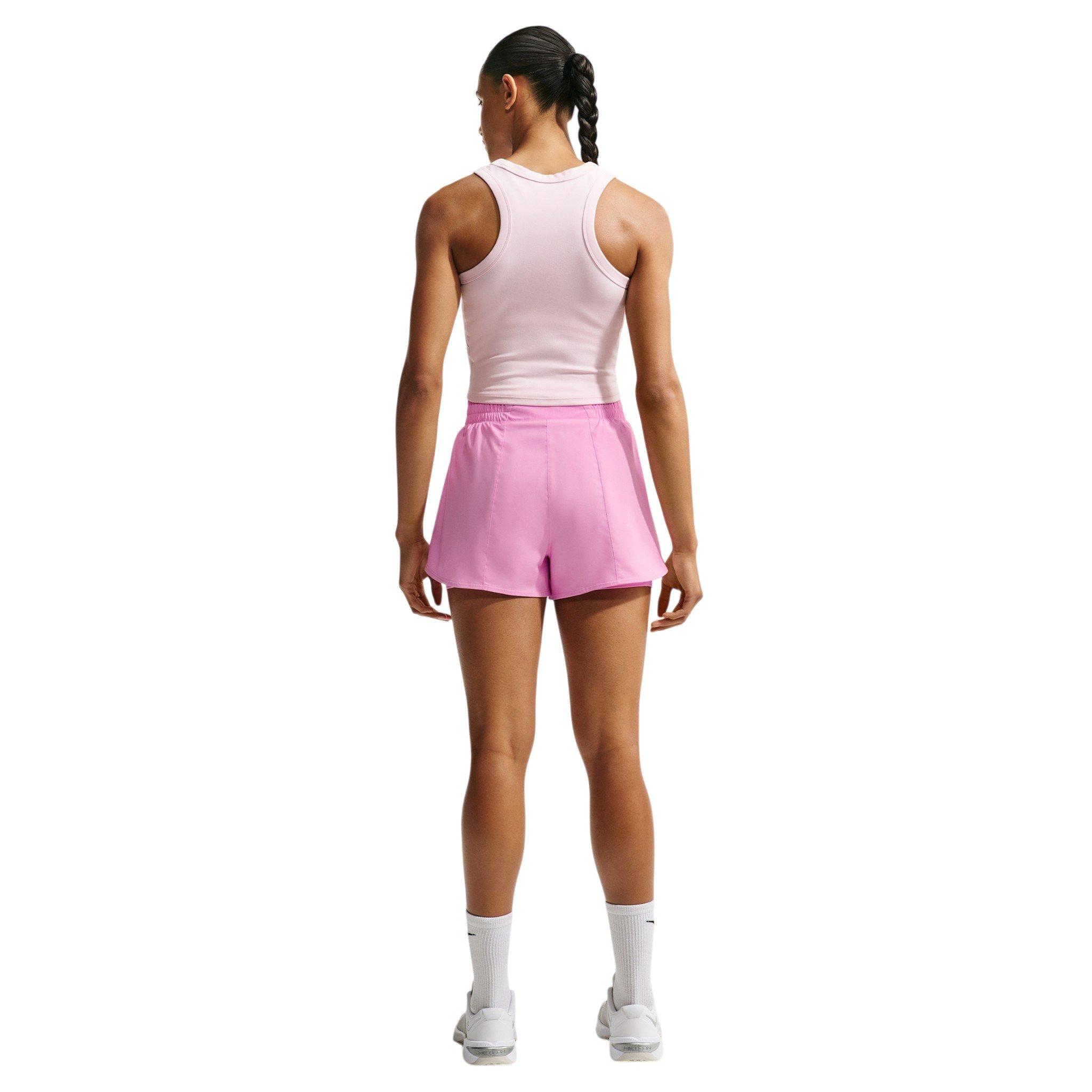 Nike Women's One Dri-FIT High-Waisted 3" 2-in-1 Shorts - Pink/White - PINK/WHITE Thumbnail View 2