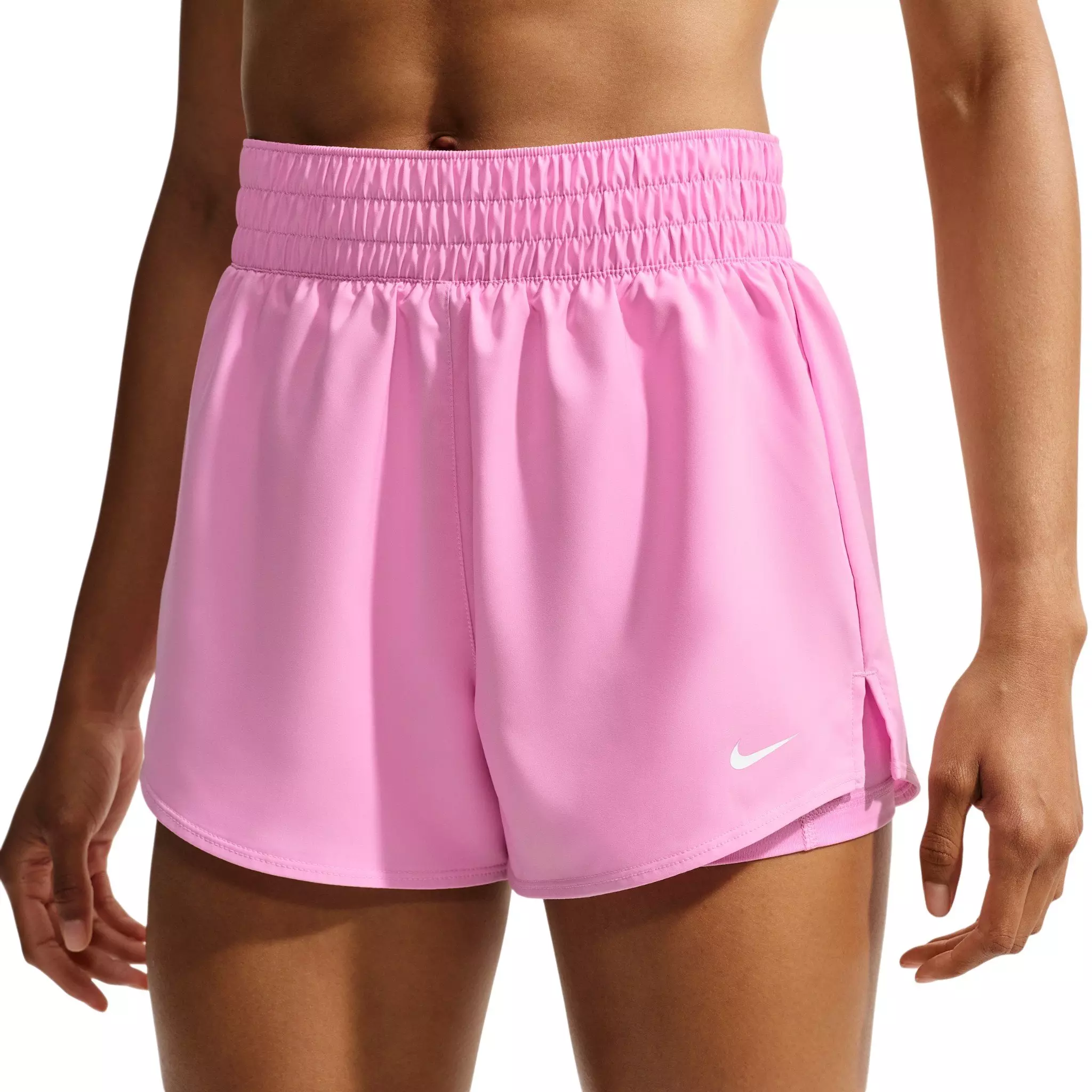 Nike Women's One Dri-FIT High-Waisted 3" 2-in-1 Shorts - Pink/White - PINK/WHITE