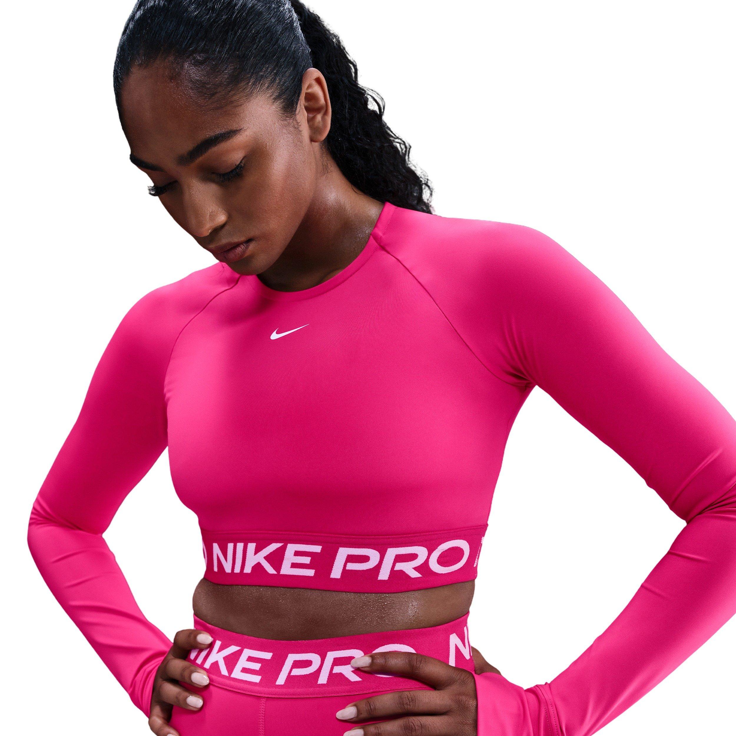 Nike Pro Women's Cropped Long-Sleeve Knit Top - Pink