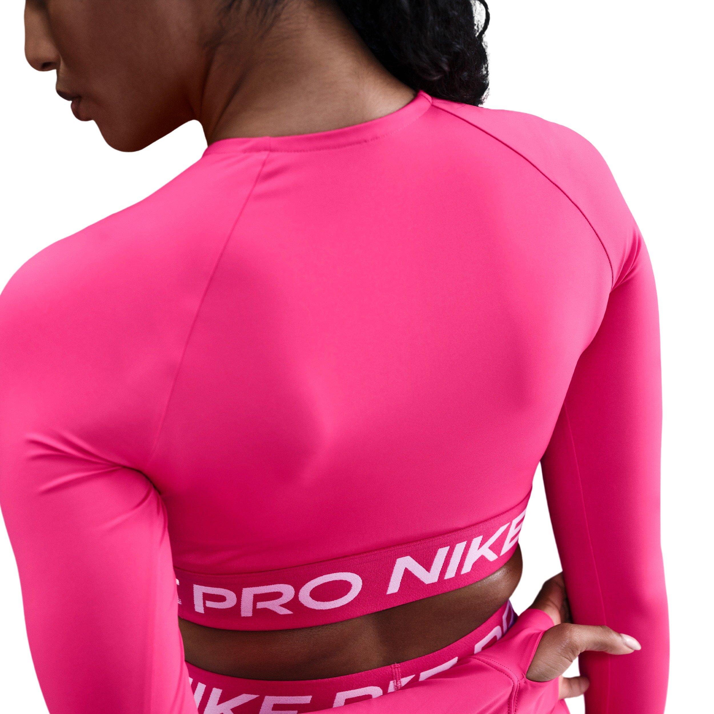 Nike Pro Women's Dri-FIT Cropped Long-Sleeve Top -Pink - PINK Thumbnail View 2