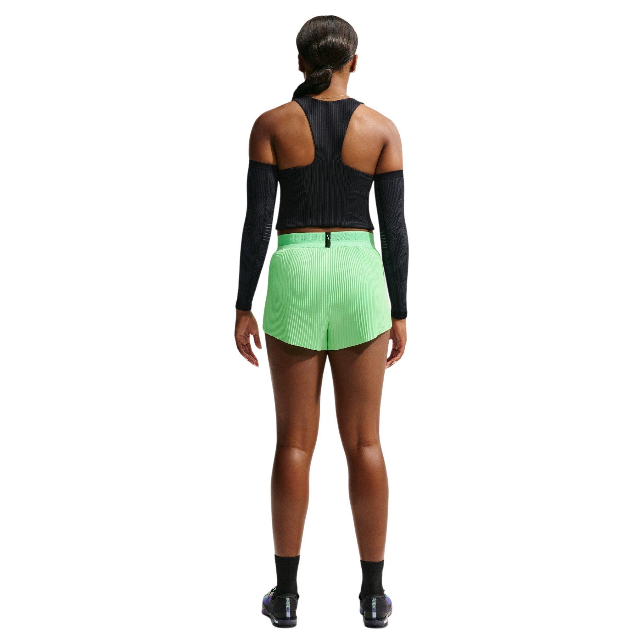 Nike Women's AeroSwift Dri-FIT ADV Mid-Rise 3" Brief-Lined Running Shorts - Green/Black - GREEN/BLACK Thumbnail View 2
