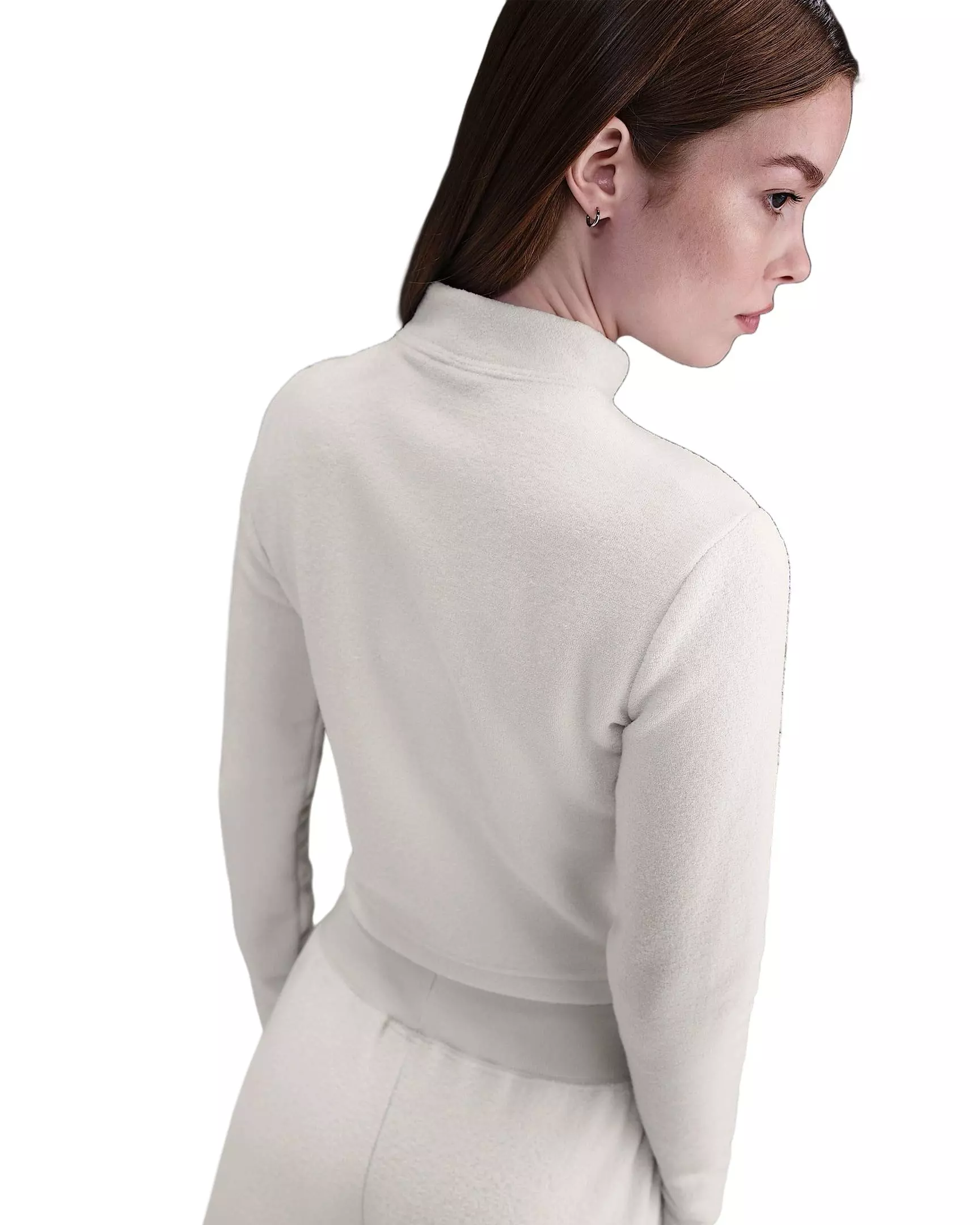 Nike Women's Sportswear Phoenix Plush Slim Long-Sleeve Cozy Fleece 1/2-Zip Top -Lt Bone - LT BONE