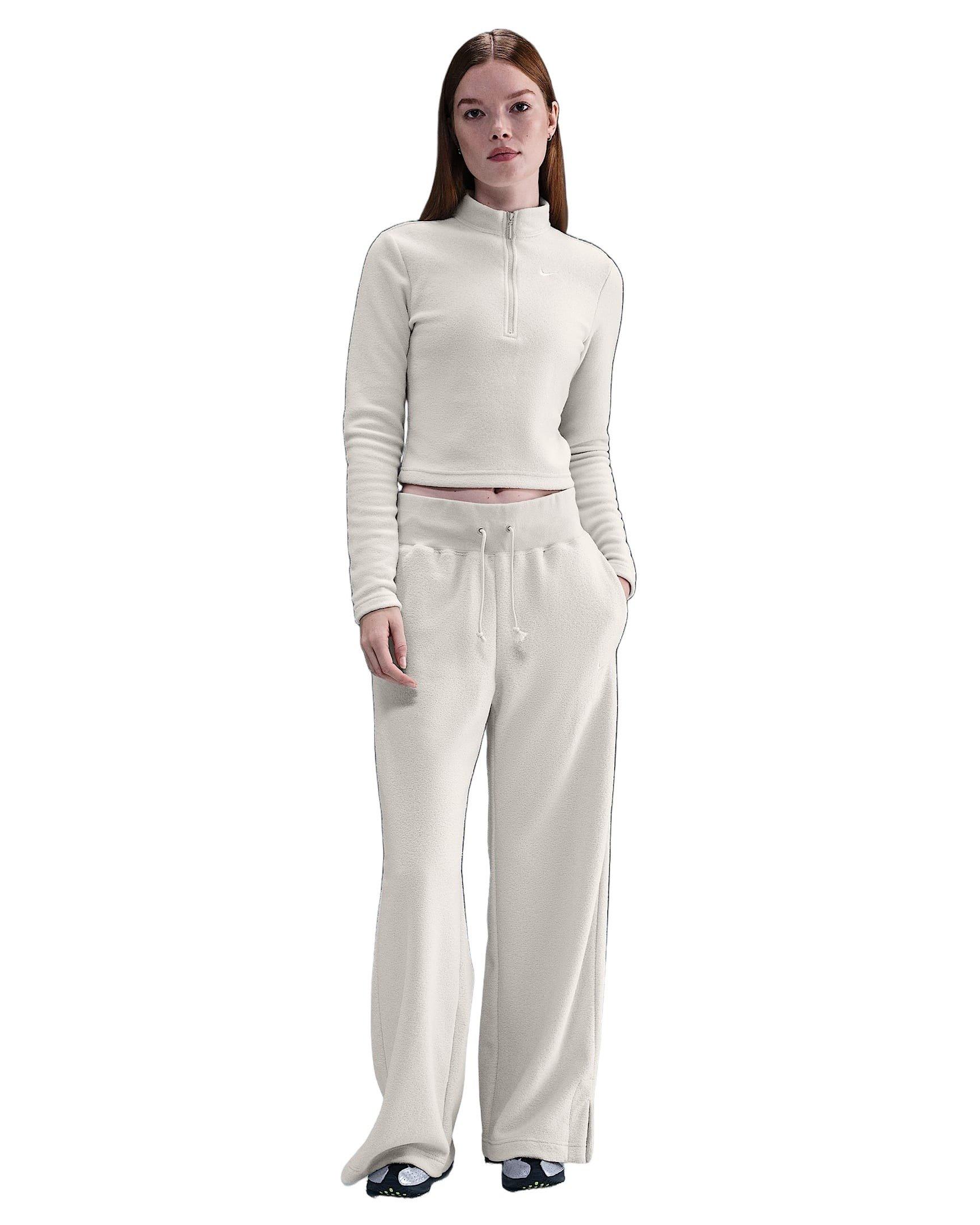 Nike Women's Sportswear Phoenix Plush Slim Long-Sleeve Cozy Fleece 1/2-Zip Top - Lt Bone - LT BONE Thumbnail View 4